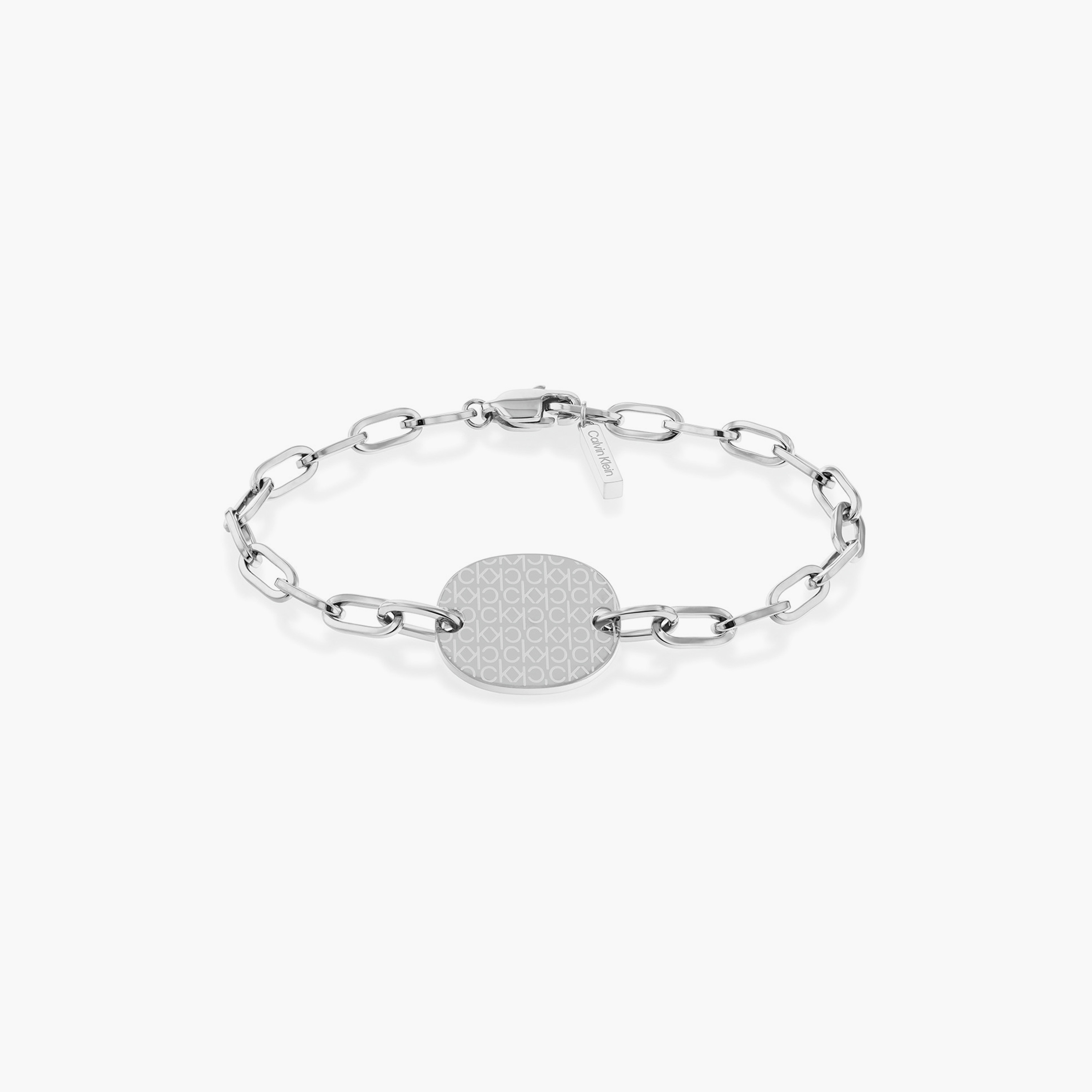 سوار كالفن كلاين نسائي من الفضة بسلسلة ربط من الستانلس ستيل | 35000396-women-watchesandjewellery-jewellery-banglesandbracelets-image-1