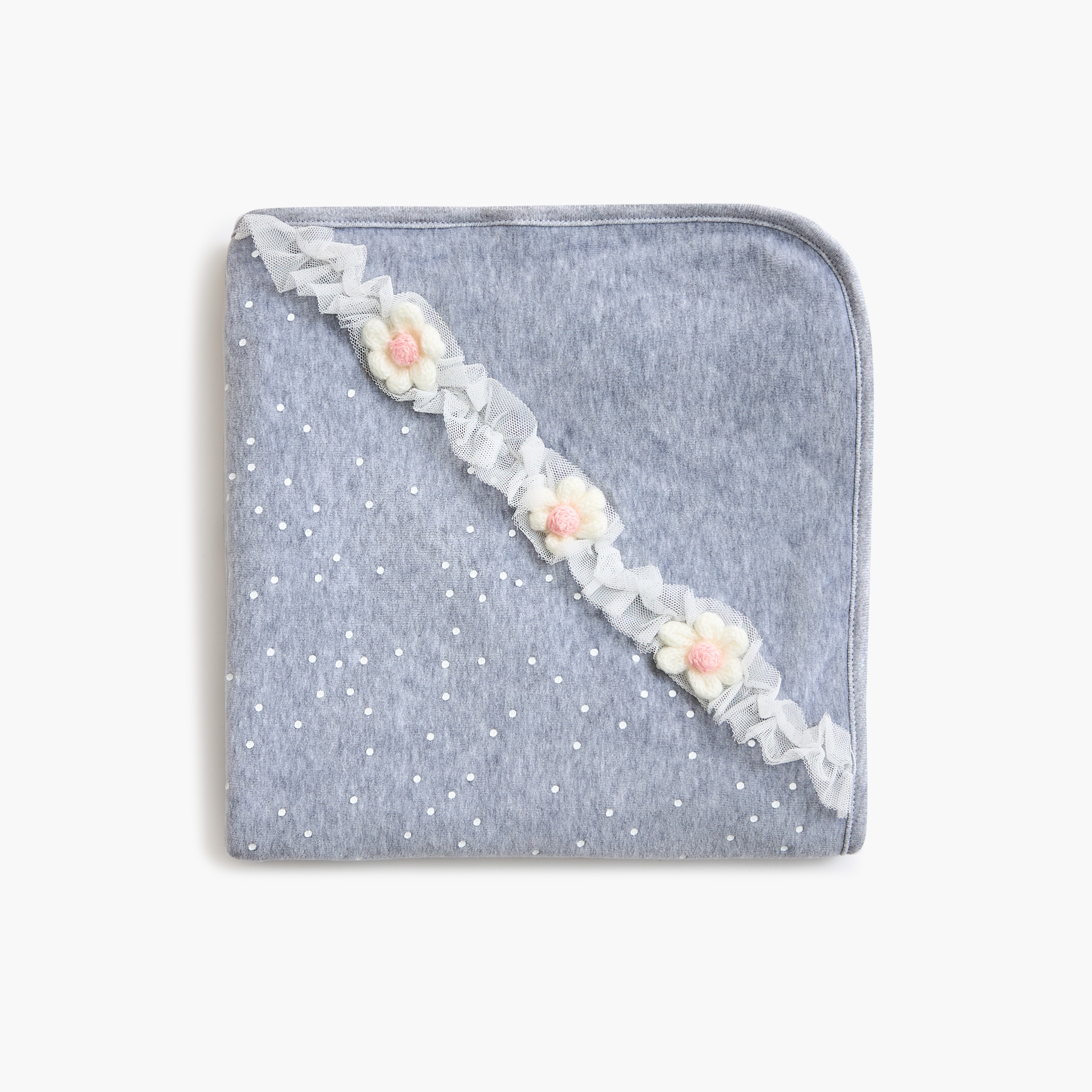بطانية لحديثي الولادة بقبعة وزخارف زهرية من جيجلز - 70x70 سم-baby-nursery-blanketsandswaddles-receivingblankets-image-3
