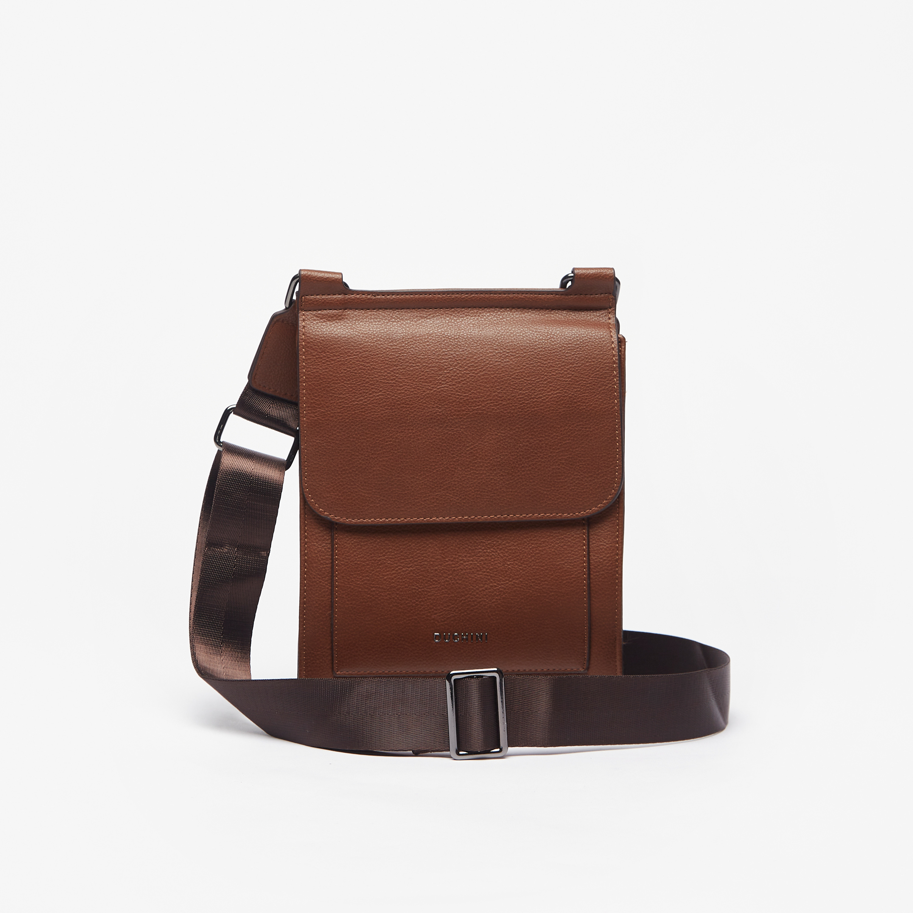 Duchini Solid Crossbody Bag with Flap Closure