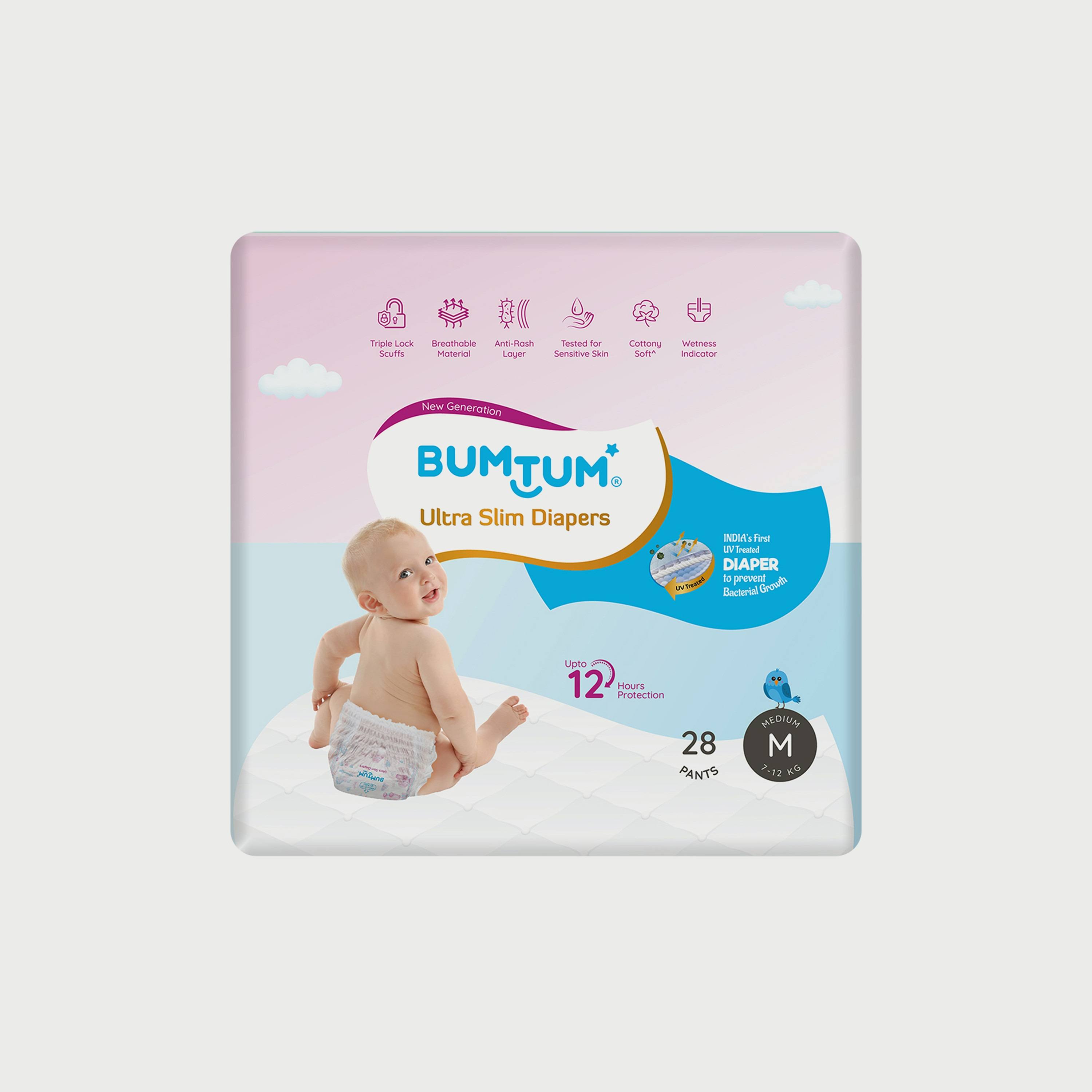 Bumtum Ultrasoft And Ultra Slim Diaper Pants - 28 Pieces-baby-diapering-diapers-image-1