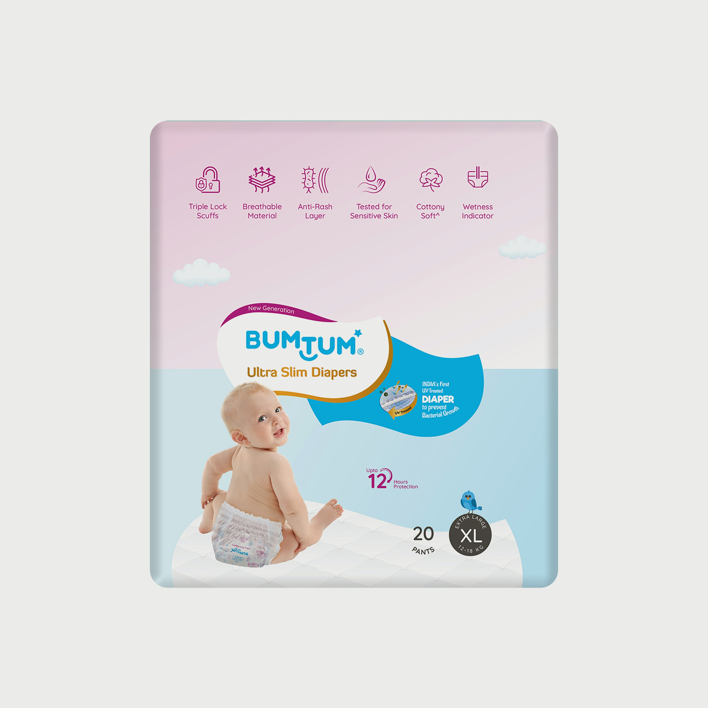 Bumtum Ultrasoft And Ultra Slim Diaper Pants - Size 4 - 20 Pieces-baby-diapering-diapers-image-1