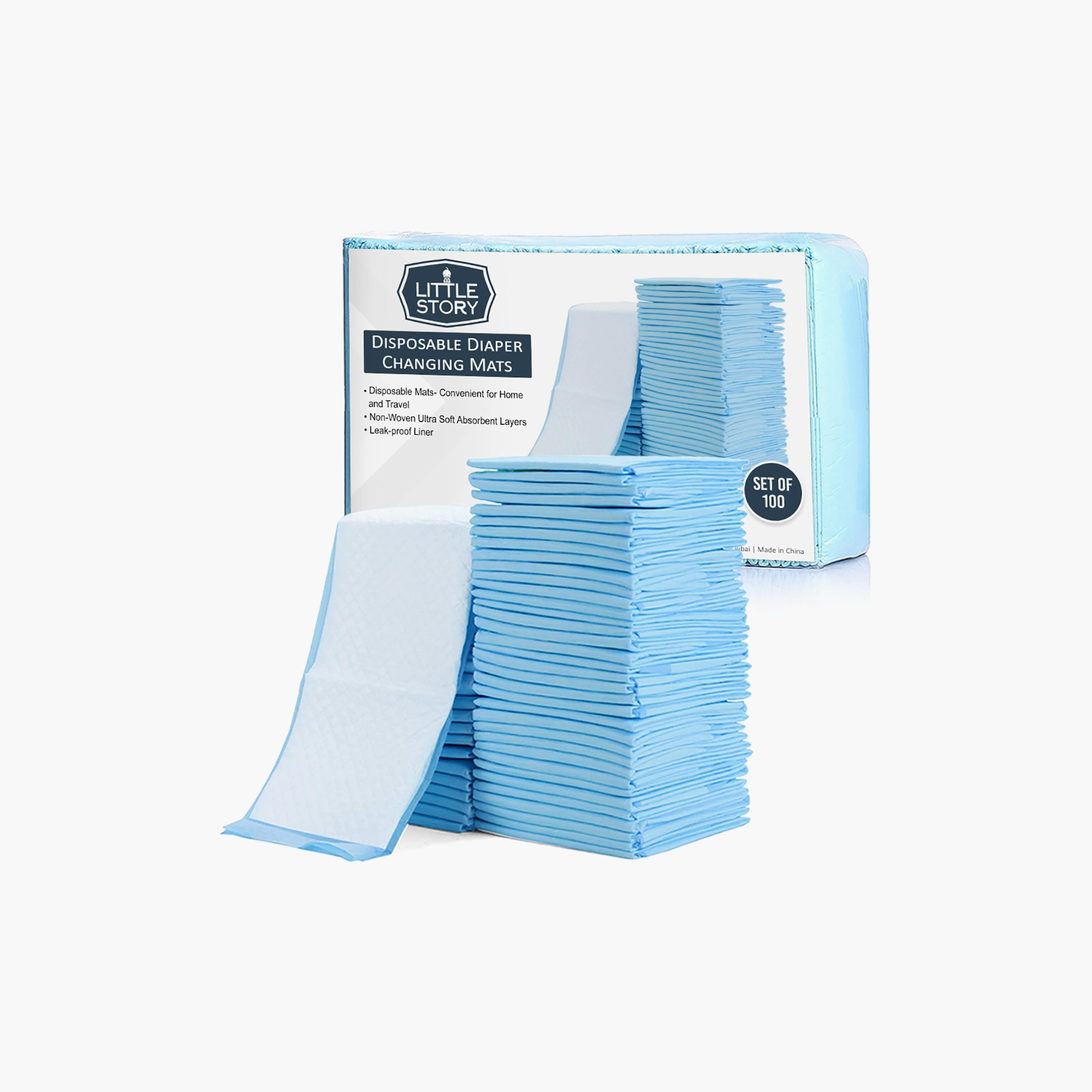Little Story Disposable Diaper Changing Mats, Pack Of 100-Piece, Blue-baby-diapering-changingmats-image-1