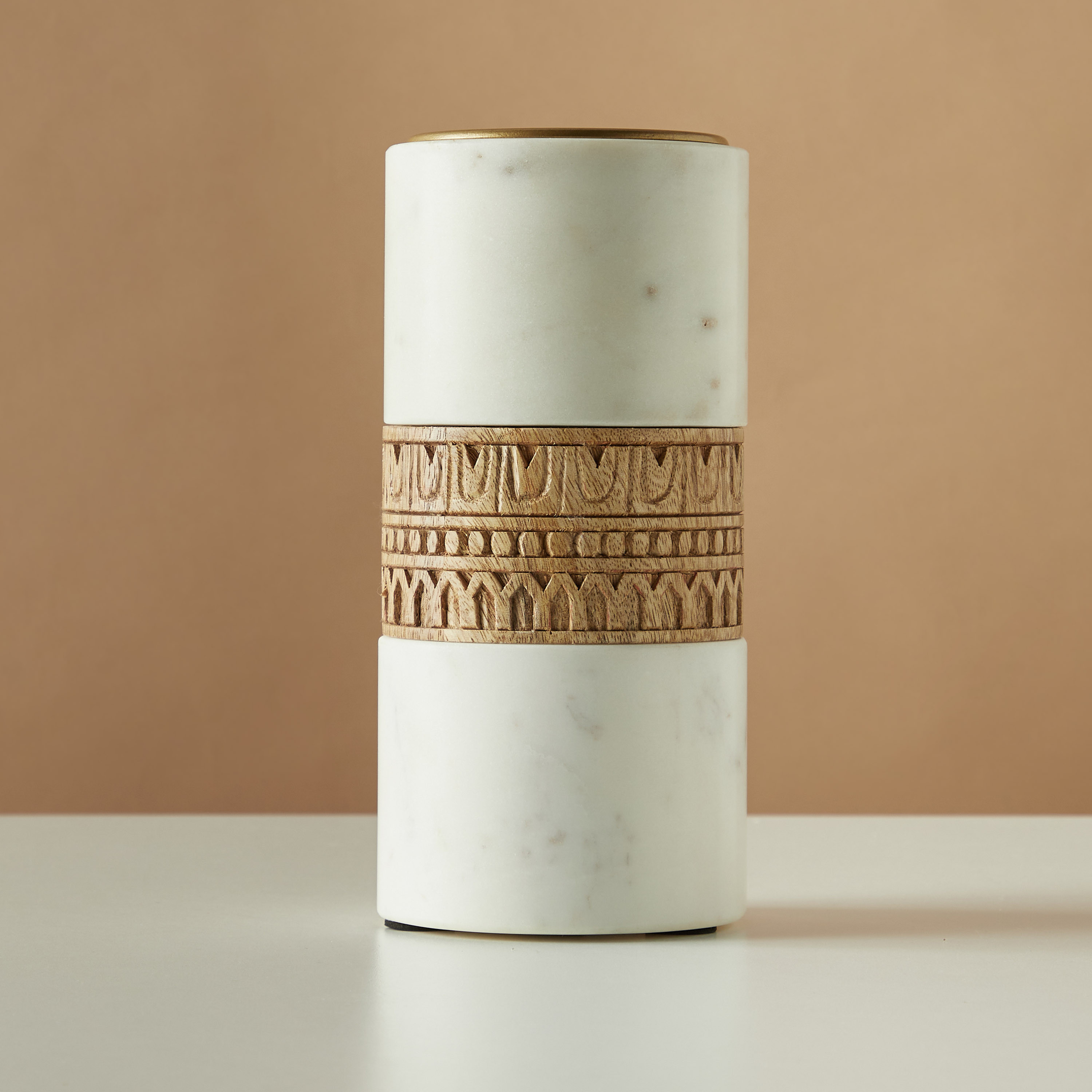 Wood Carved Marble Taper Candleholder - 22 cms-household-decor-candleholdersandlanterns-image-2