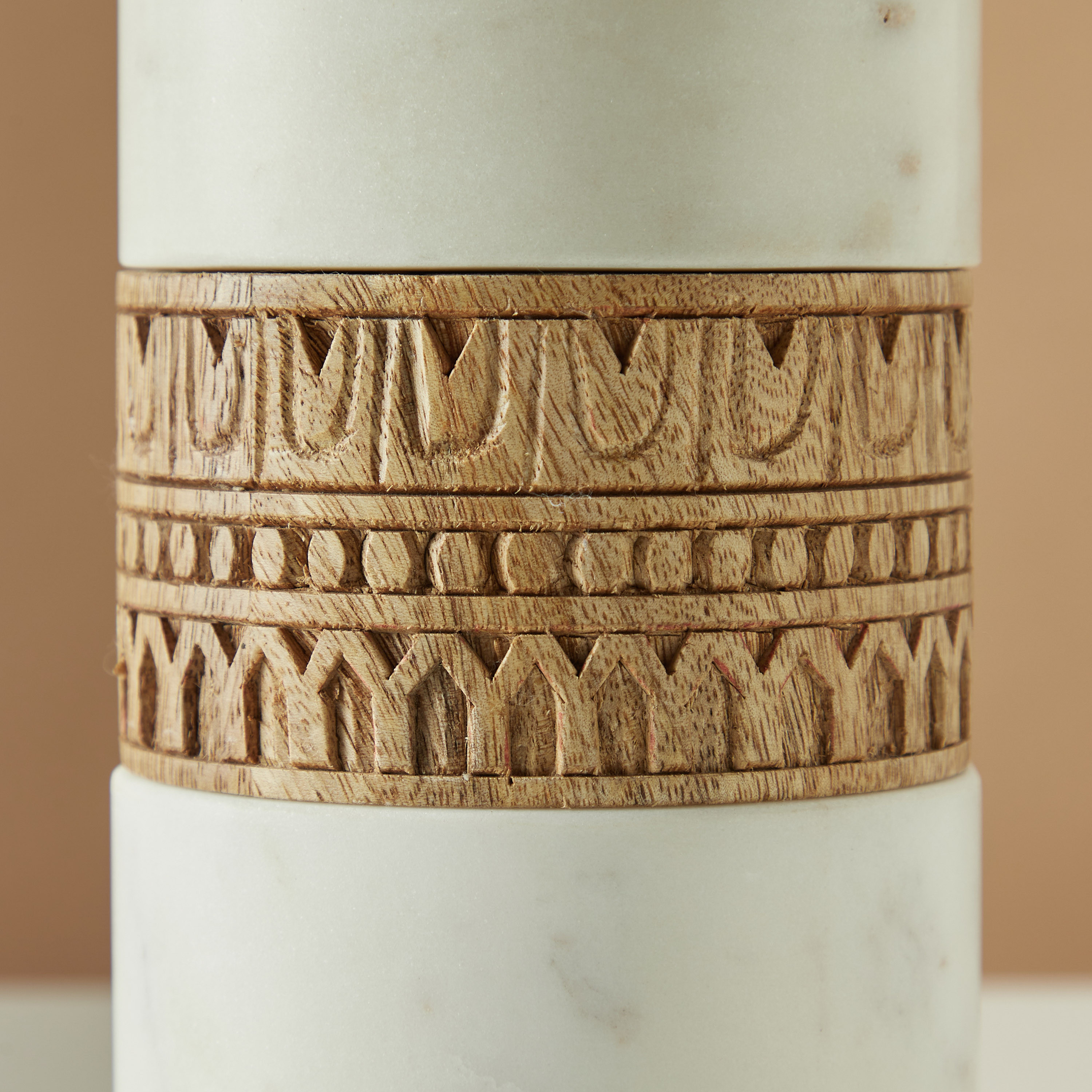 Wood Carved Marble Taper Candleholder - 22 cms-household-decor-candleholdersandlanterns-image-3
