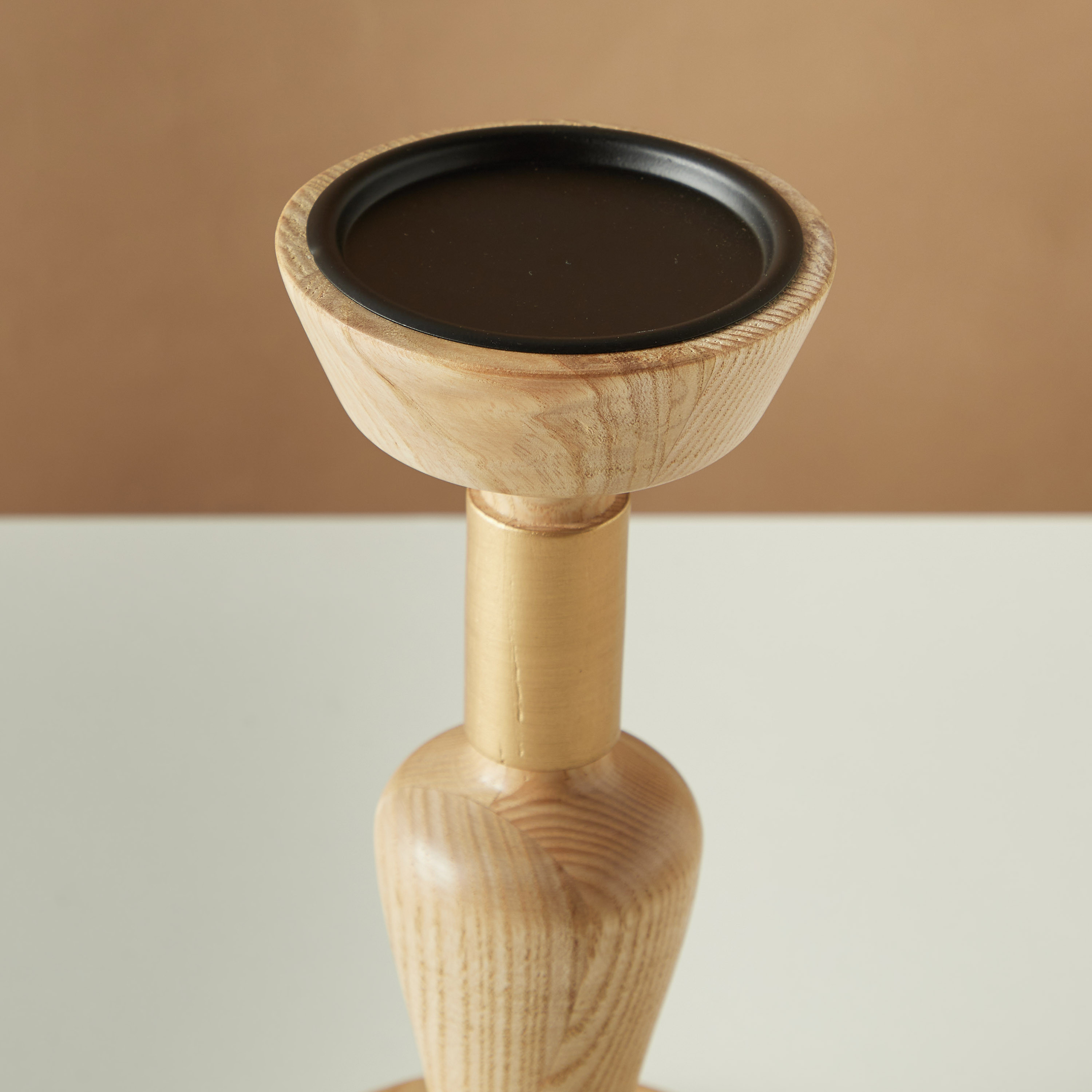 Wooded Pillar Candleholder - 26 cms-household-decor-candleholdersandlanterns-image-4