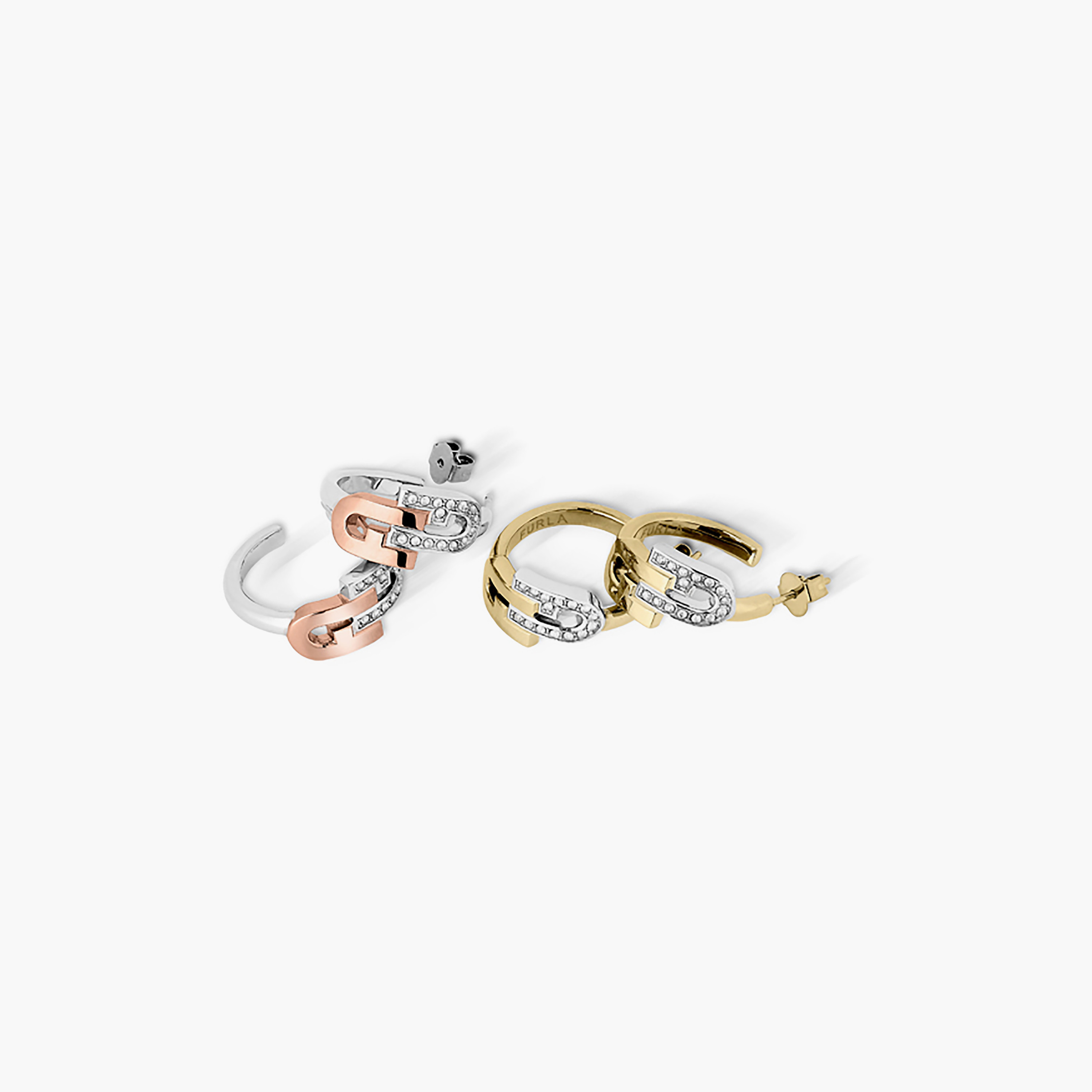Furla Arch Double Women's Embellished Hoop Earrings | One Size MM | FJ0107ETU-women-watchesandjewellery-jewellery-earrings-image-2