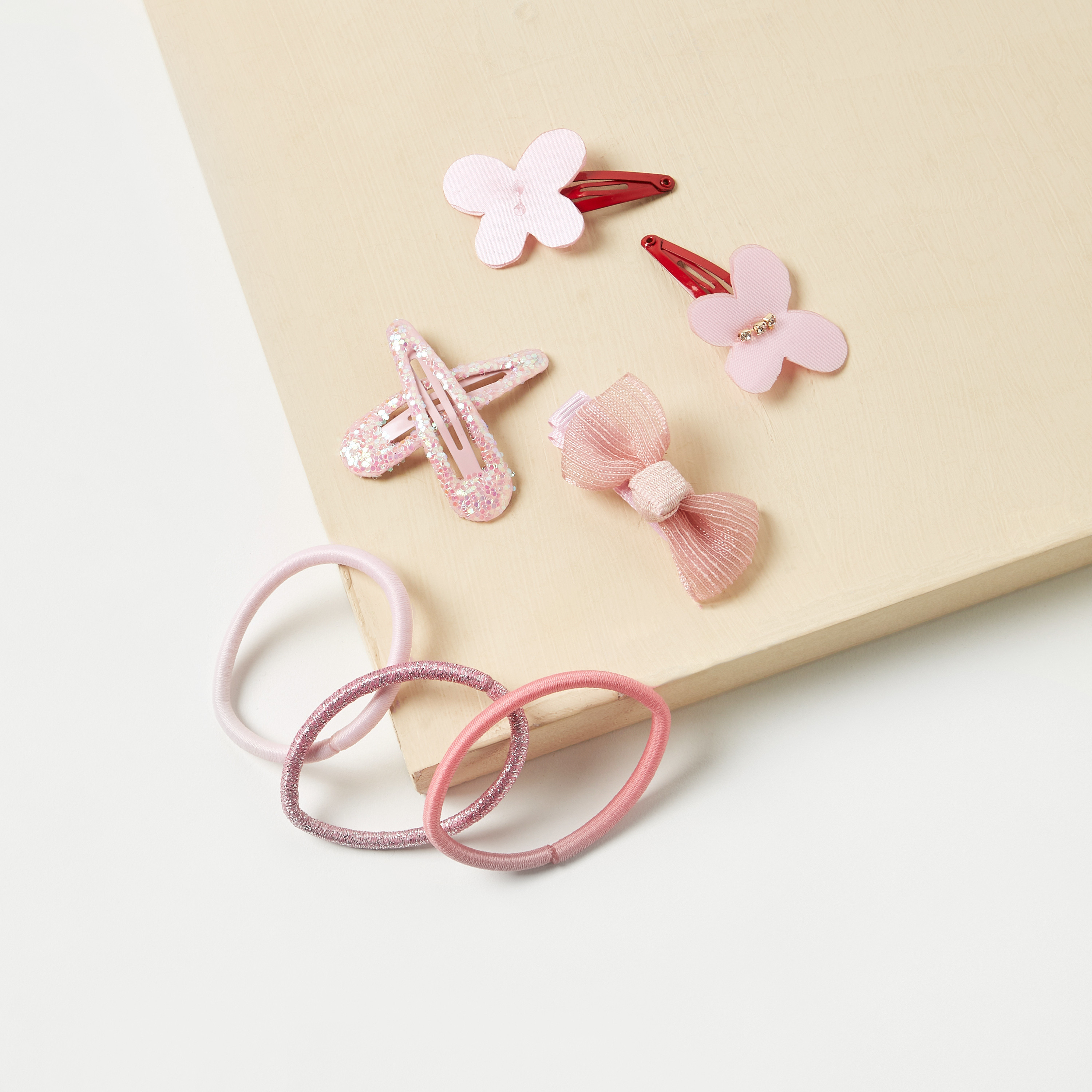 Charmz 8 Piece Hair Tie and Hair Clip Set