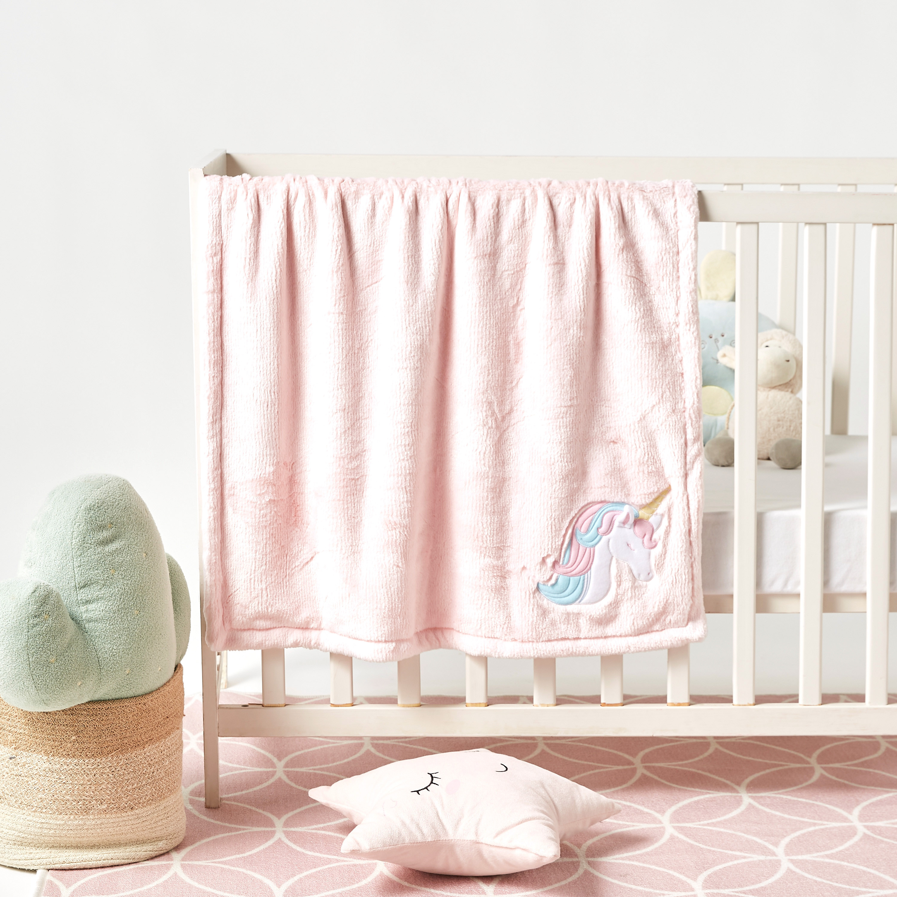 Juniors Solid Sovflat Polyboa Blanket with Unicorn Applique - 76x102 cm-baby-nursery-blanketsandswaddles-blanketsandquilts-image-1