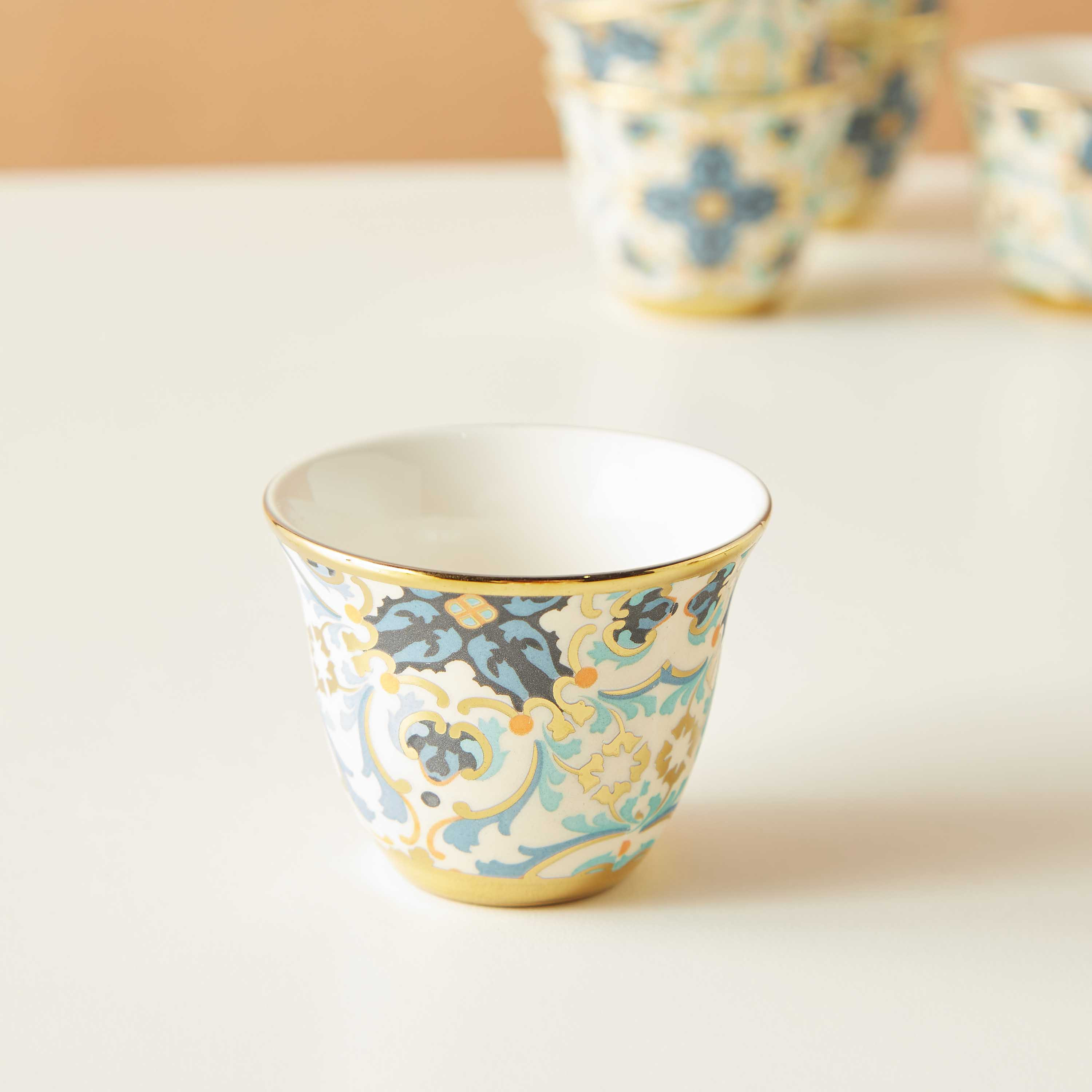 Sicilian Printed Bone China Kahwa Cup - Set of 6-household-dining-teaandcoffee-teaandcoffeesets-image-3