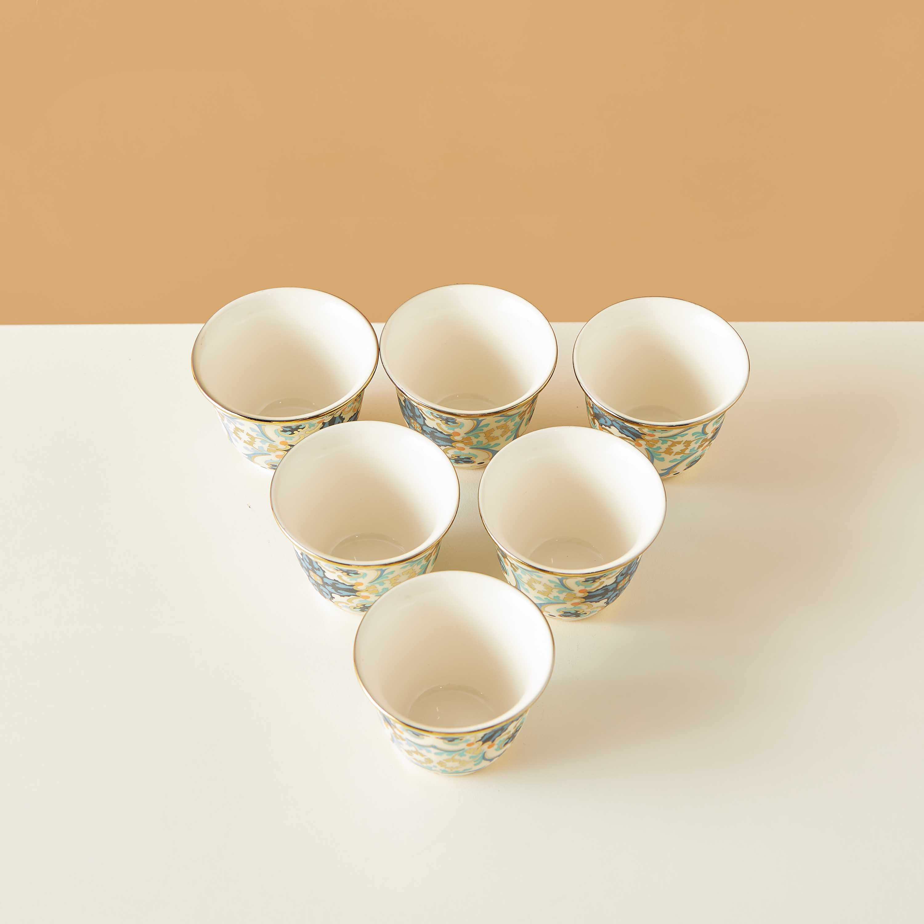 Sicilian Printed Bone China Kahwa Cup - Set of 6-household-dining-teaandcoffee-teaandcoffeesets-image-4