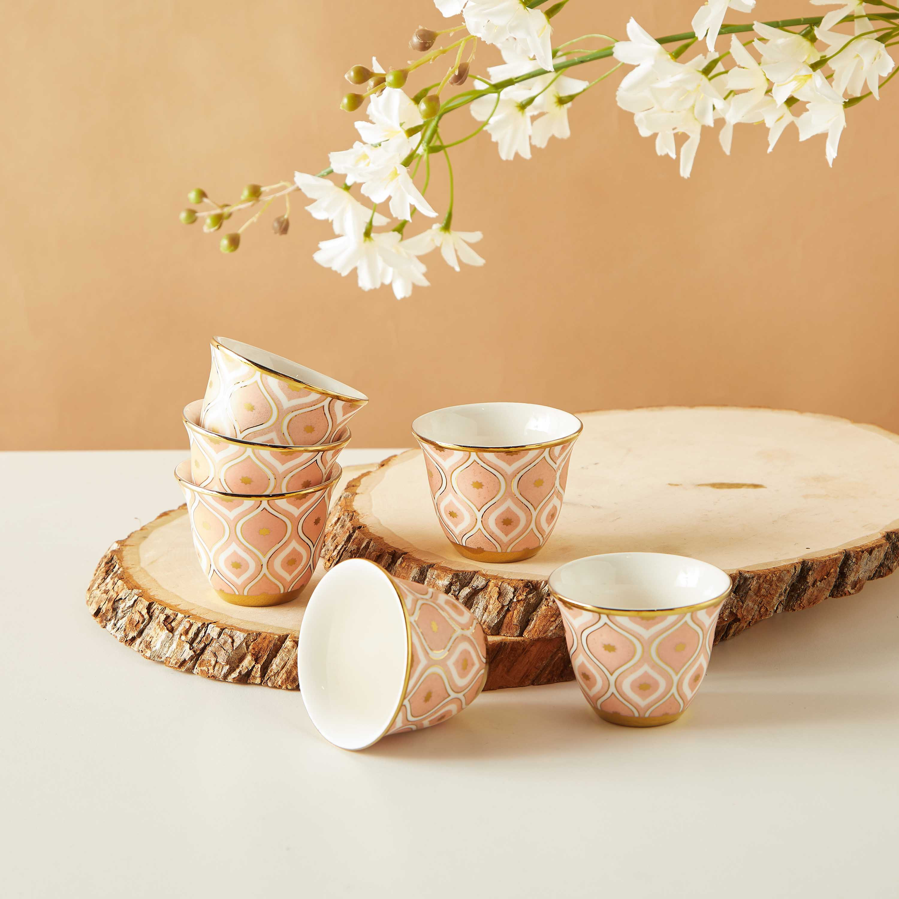 فناجين قهوة صيني بطبعة مغربية - طقم 6 قطع-household-dining-teaandcoffee-teaandcoffeesets-image-1