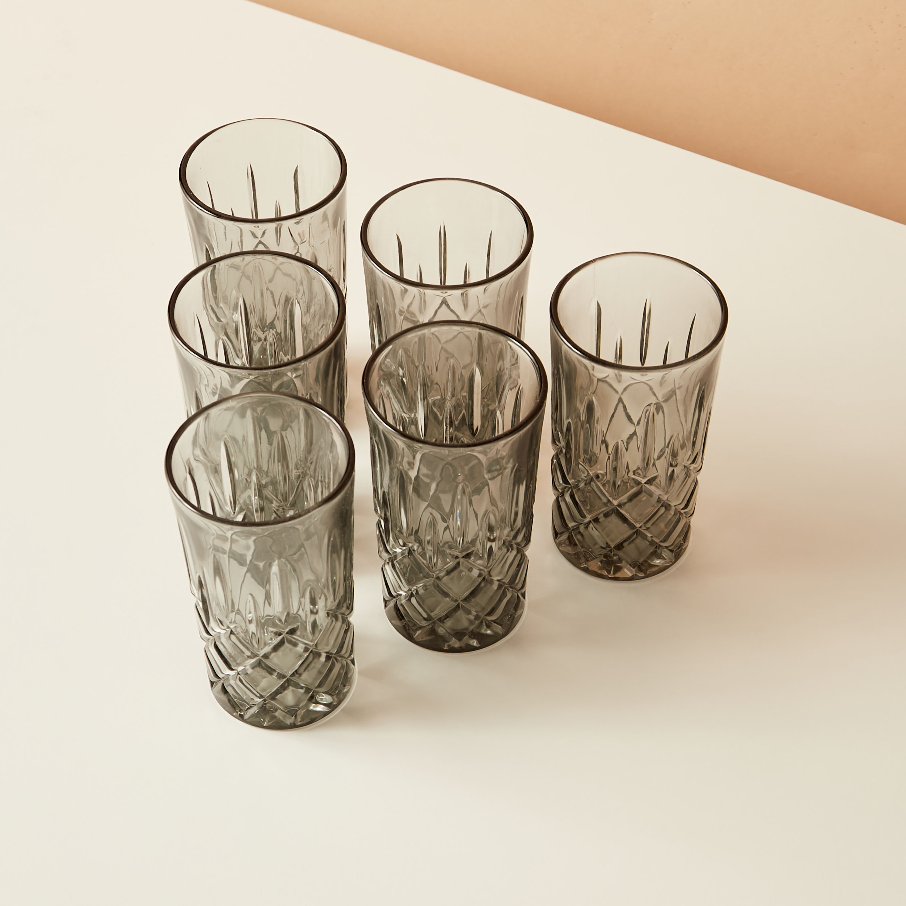 Textured 6-Piece Glass Tumbler Set - 310 ml-household-dining-glassware-drinkingglasses-image-5