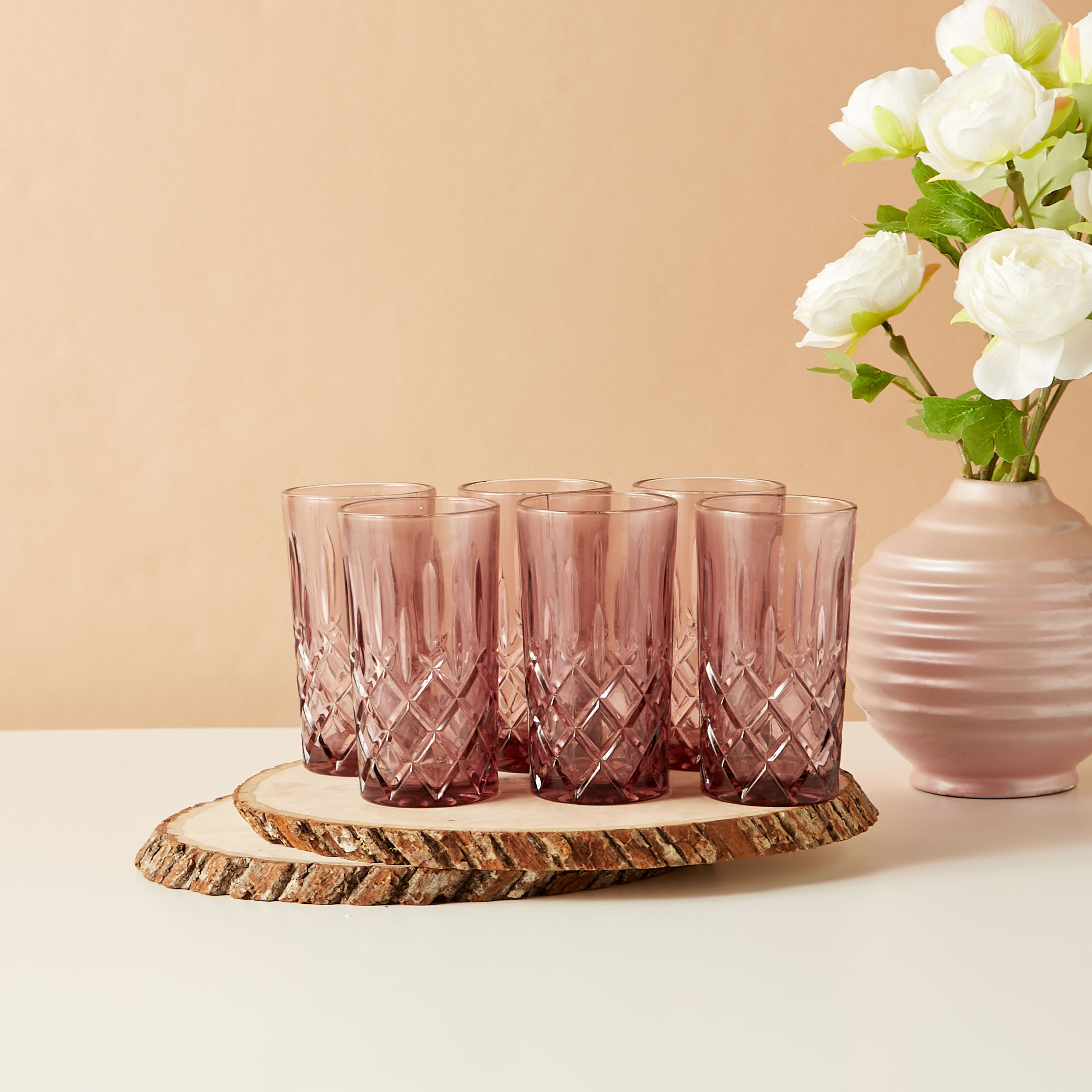 Textured 6 Piece Glass Tumbler Set 310 ml