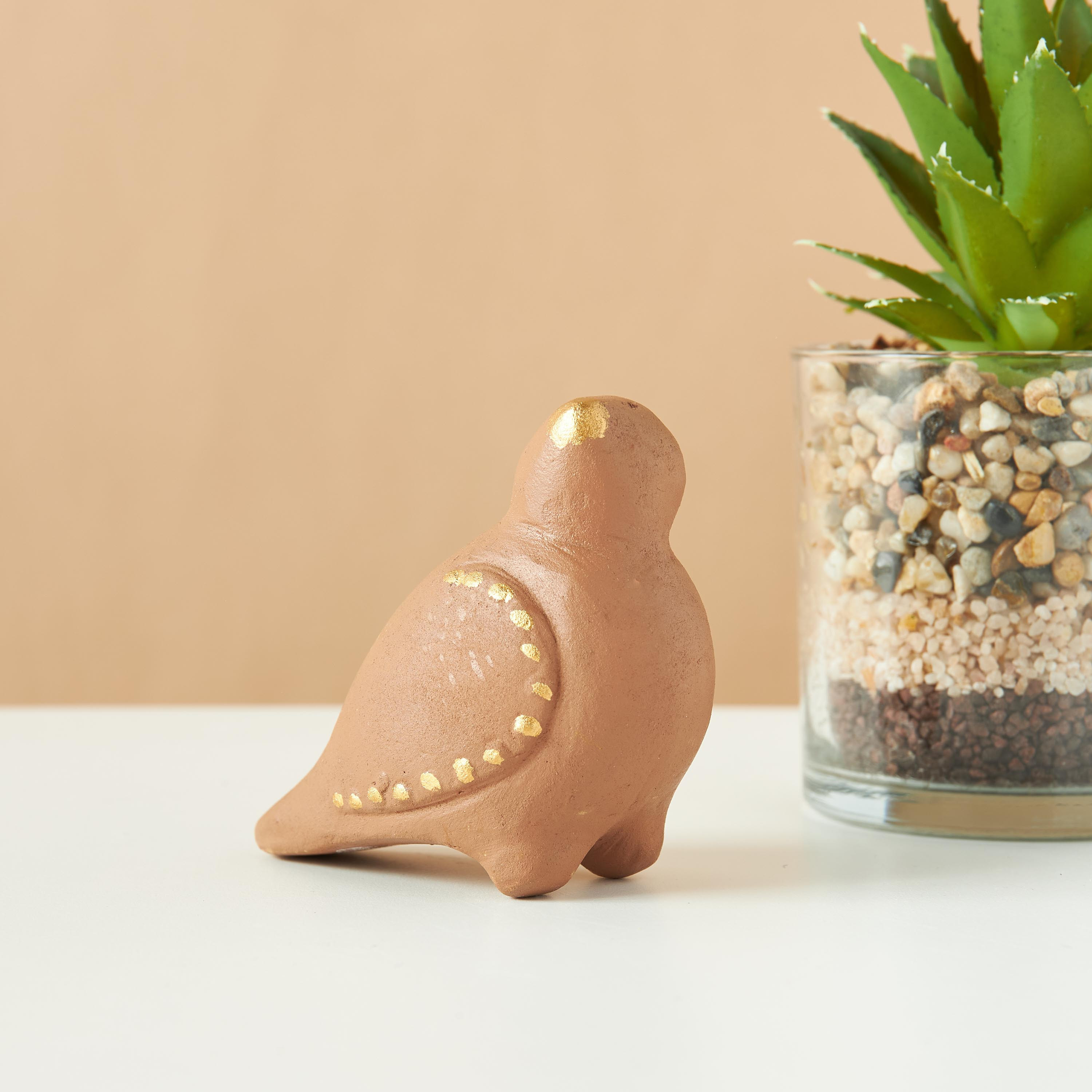 Decorative Clay Bird Figurine - 10x6x10 cms-household-decor-decorativeobjectsandsculptures-image-1