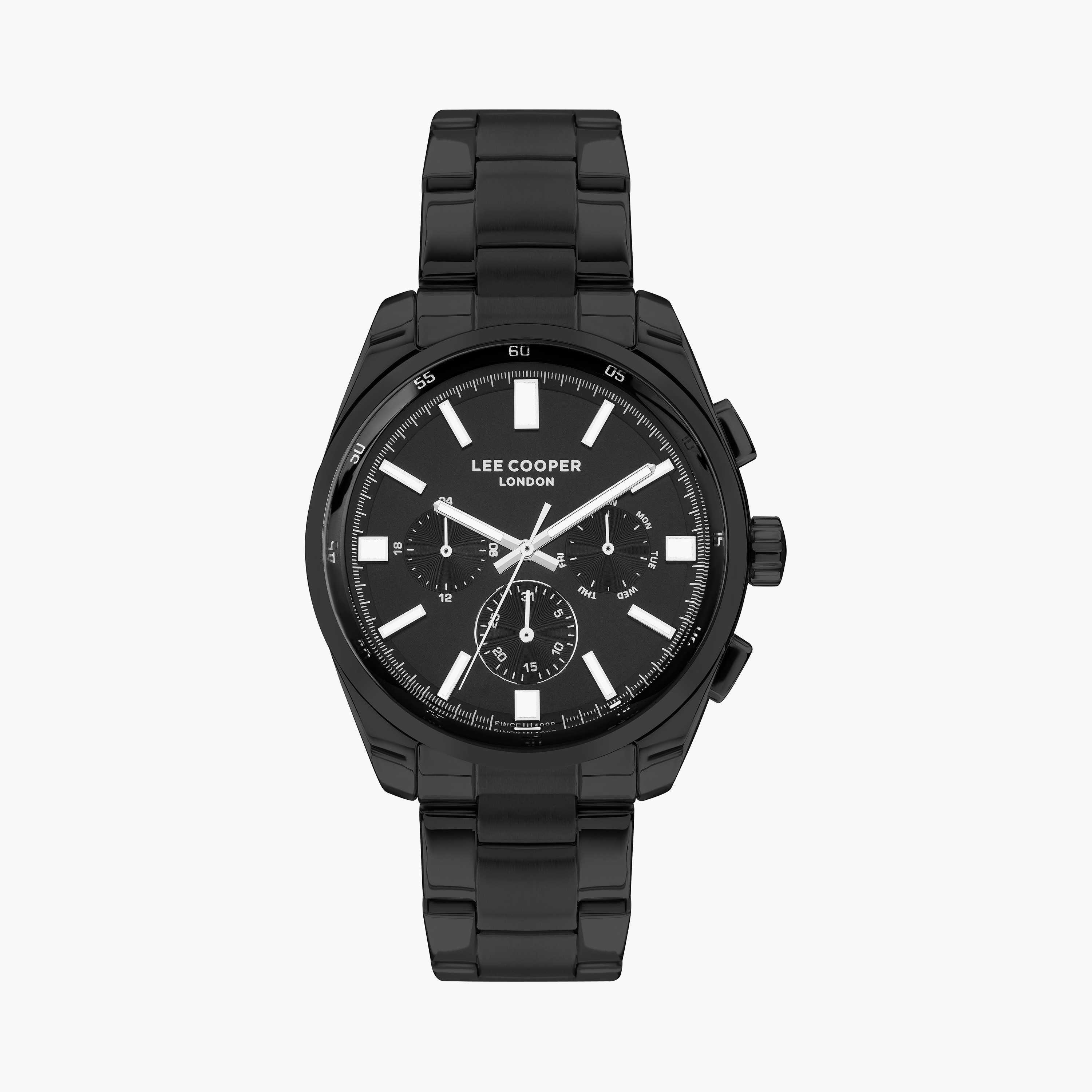 Buy Men s Lee Cooper Men Black Chronograph Stainless Steel Strap