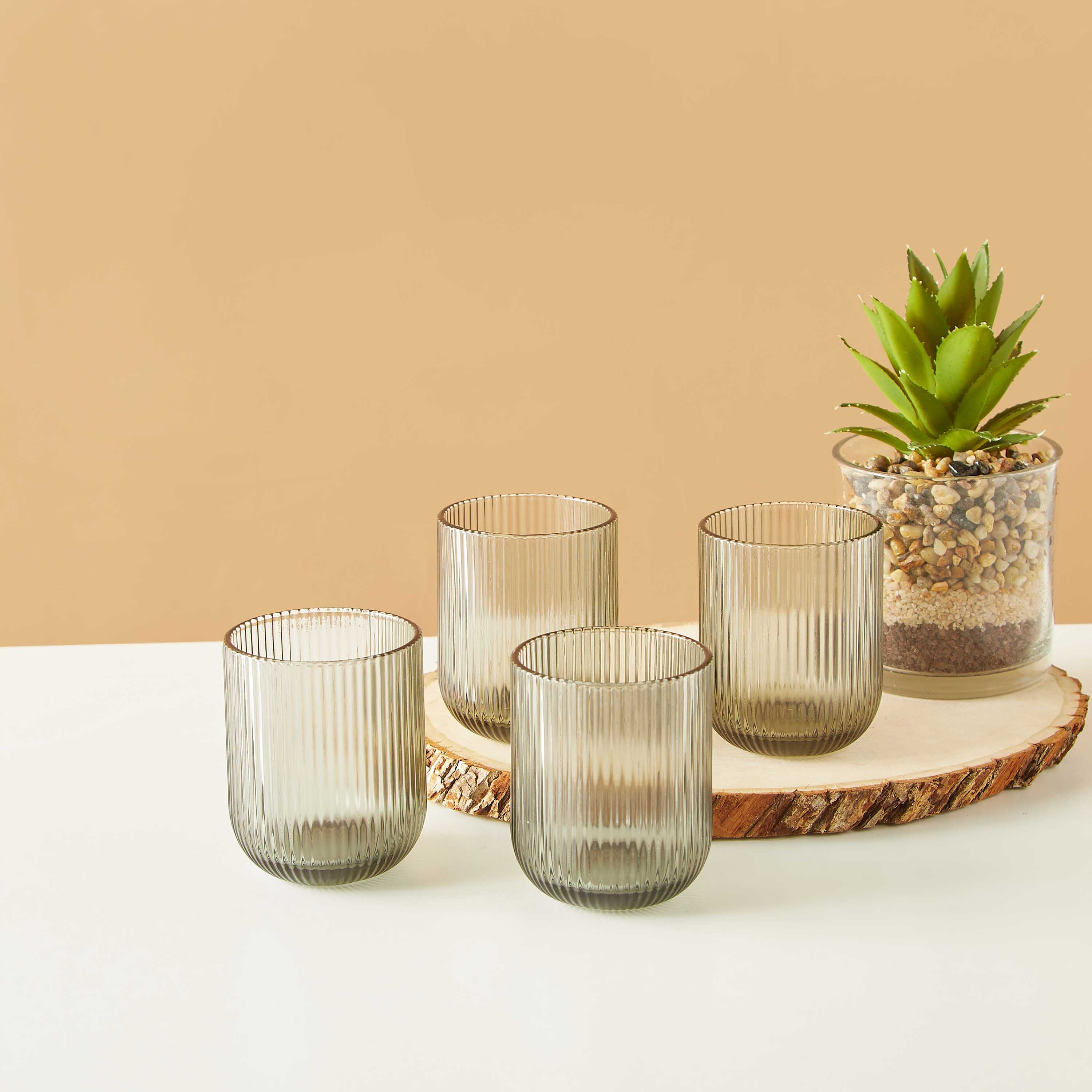 Ribbed Glass Tumbler - Set of 4-household-dining-glassware-drinkingglasses-image-1