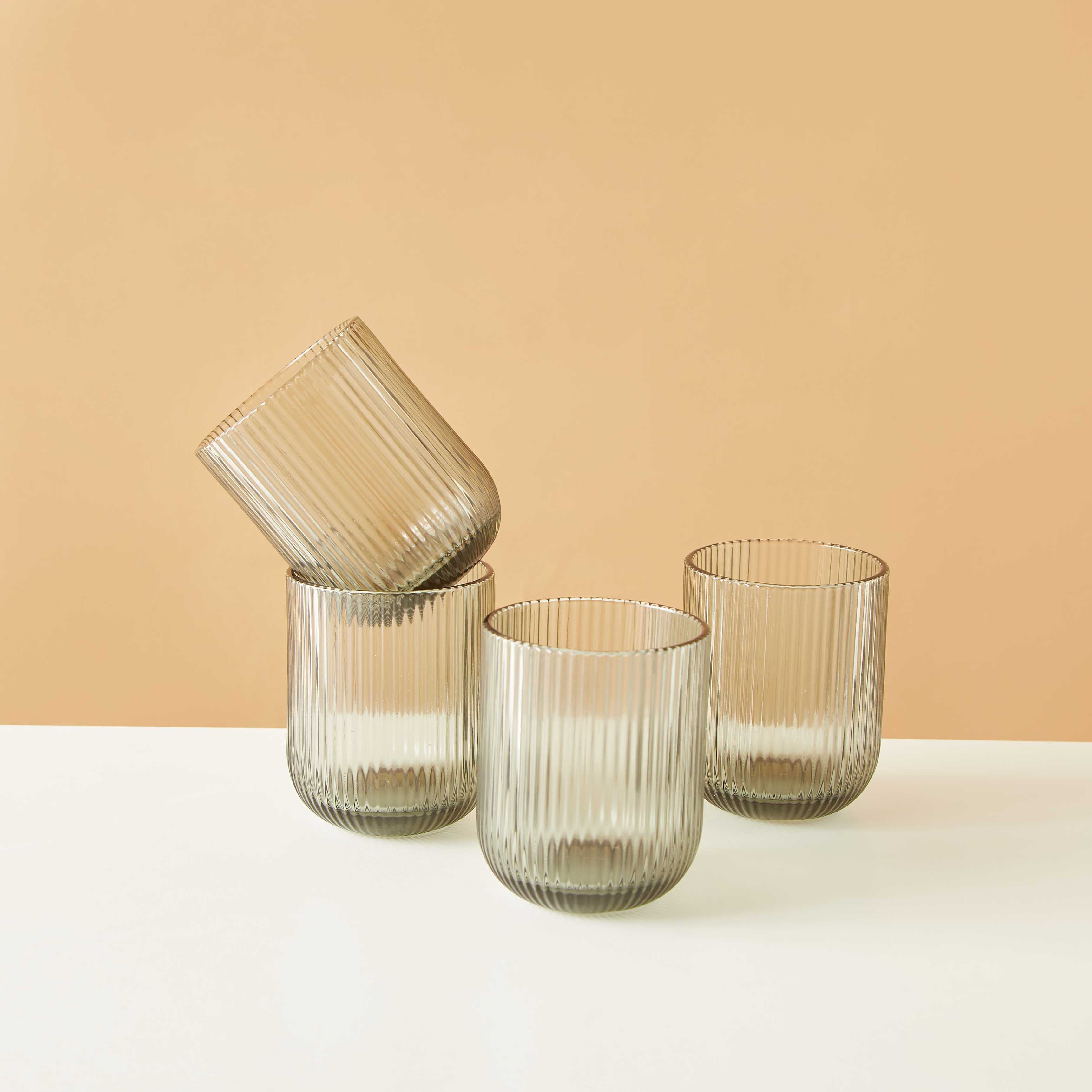 Ribbed Glass Tumbler - Set of 4-household-dining-glassware-drinkingglasses-image-4