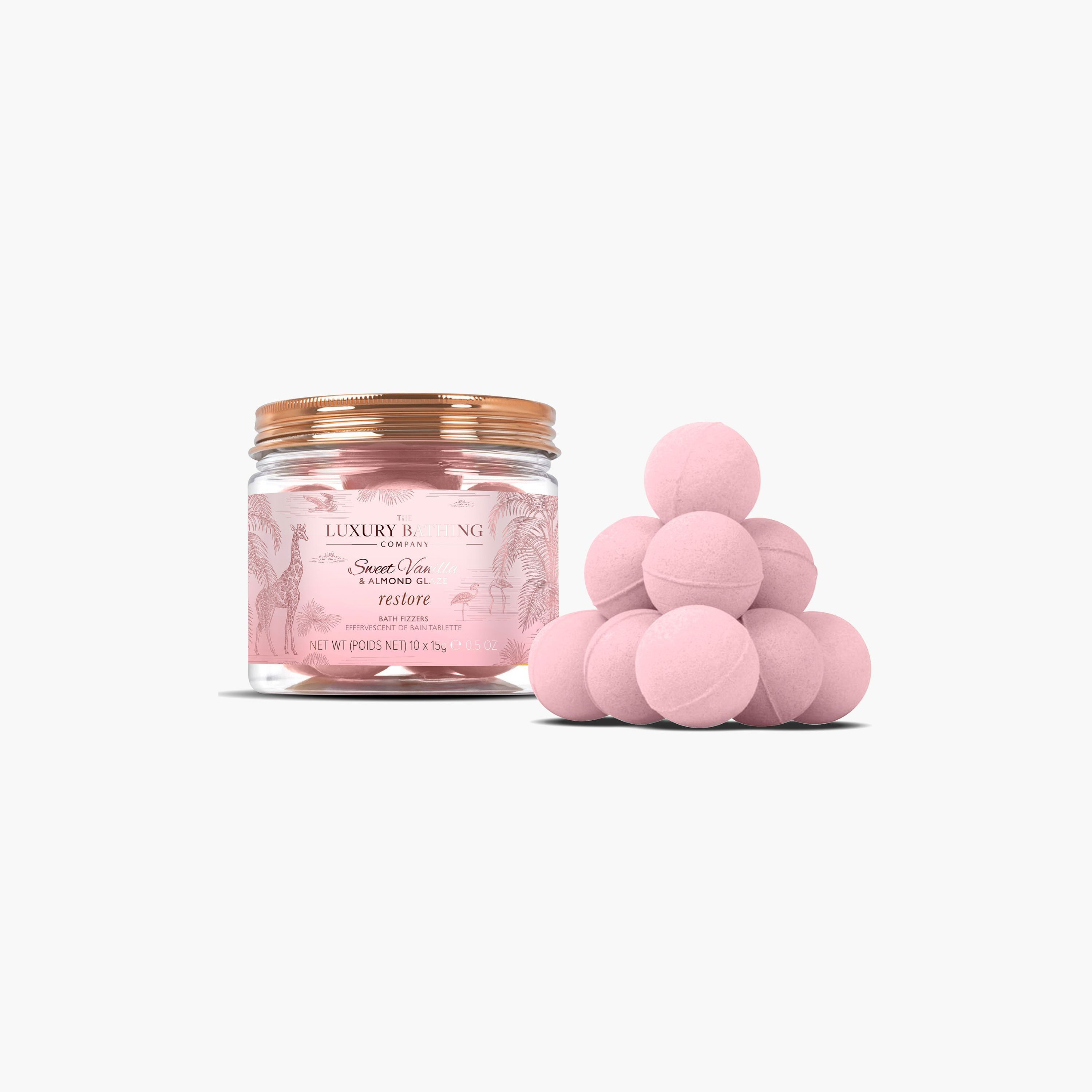 Luxury Bathing Company Sweet Vanilla and Almond Restore Bath Fizzer - Set of 10-beautyandpersonalcare-bathandbody-giftsets-image-1