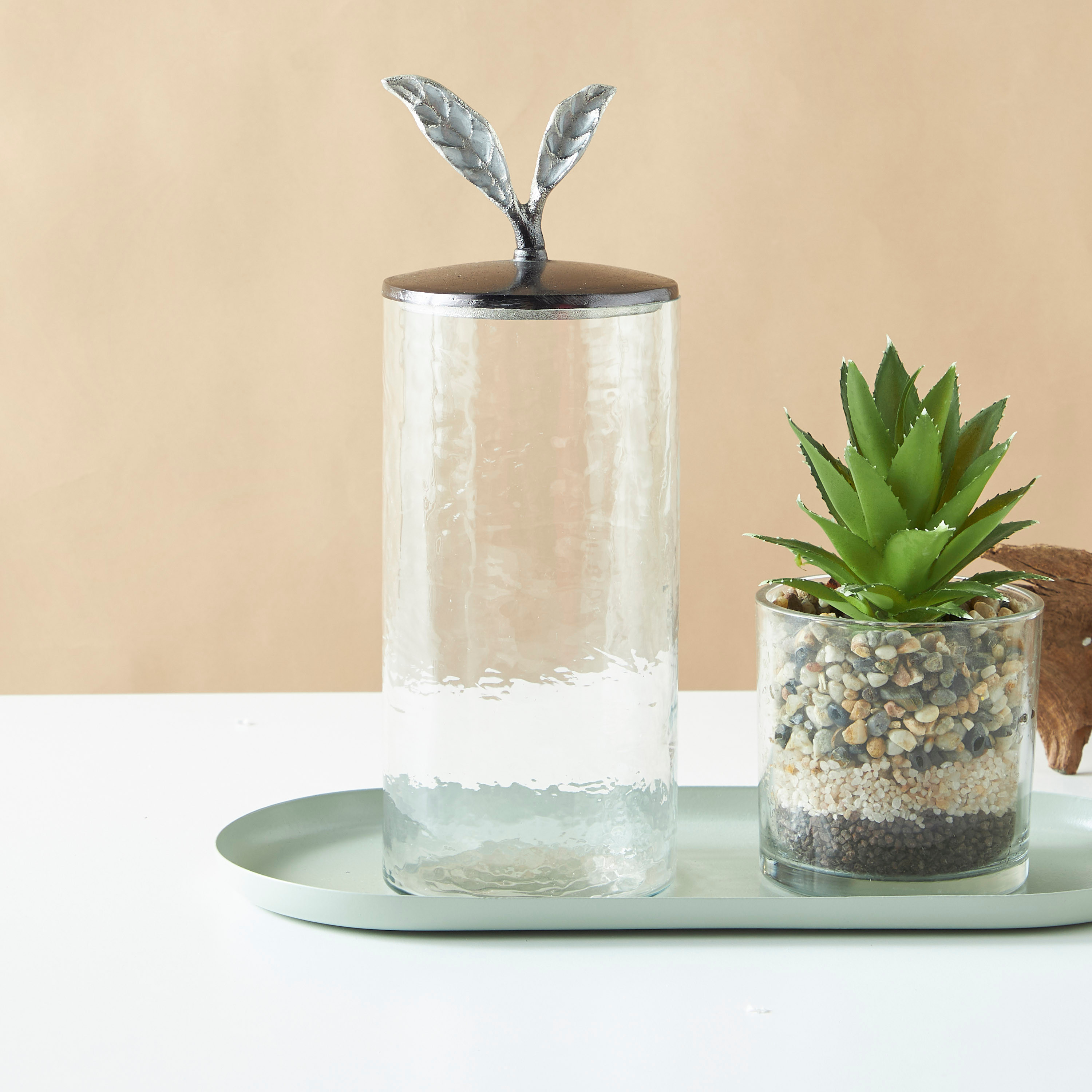 Leaf Accented Cylindrical Canister-household-kitchen-foodstorage-containers-image-1
