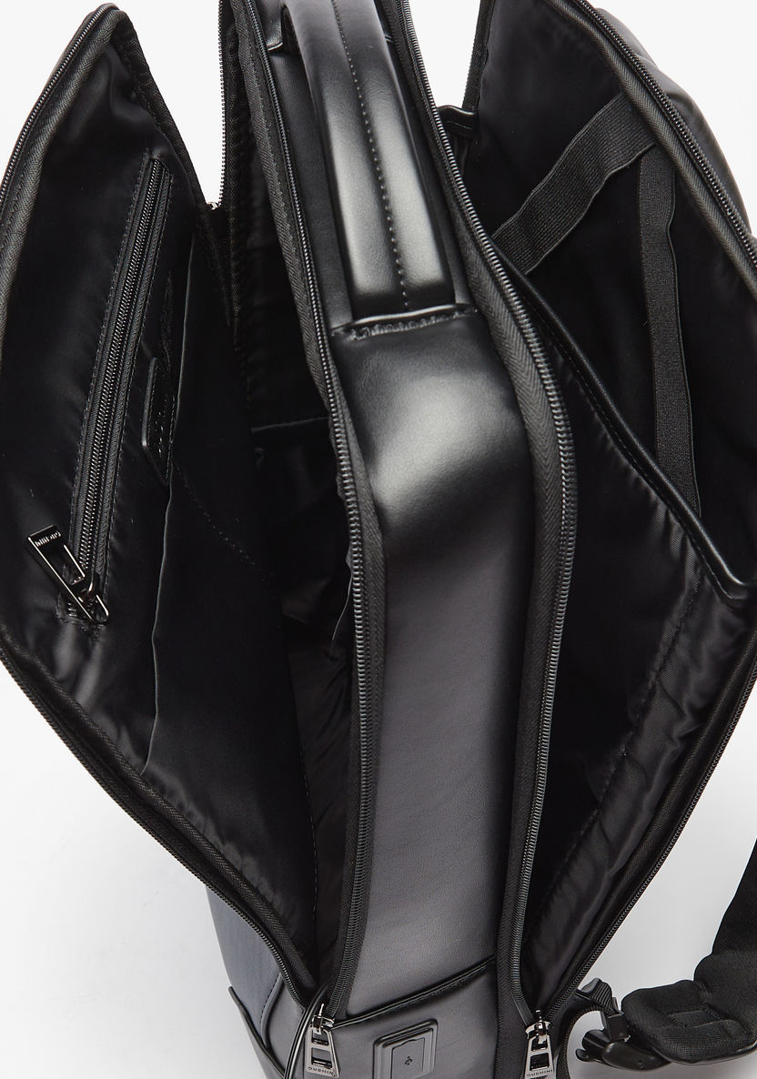 Duchini Solid Backpack with Adjustable Shoulder Strap and USB Port-Men%27s Backpacks-image-4