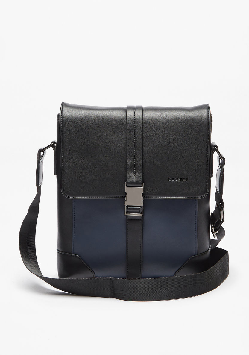 Duchini Solid Crossbody Bag with Flap Closure-Men%27s Handbags-image-0