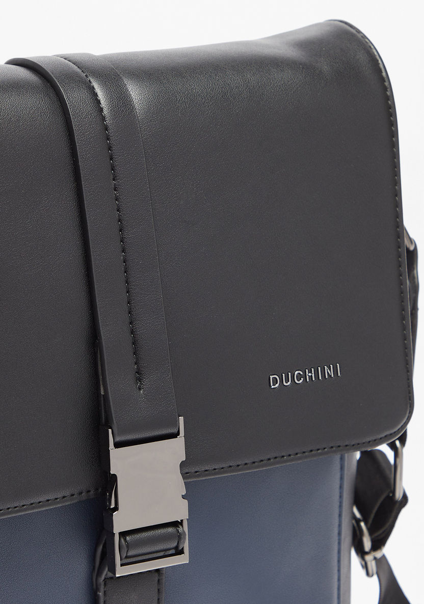 Duchini Solid Crossbody Bag with Flap Closure-Men%27s Handbags-image-2