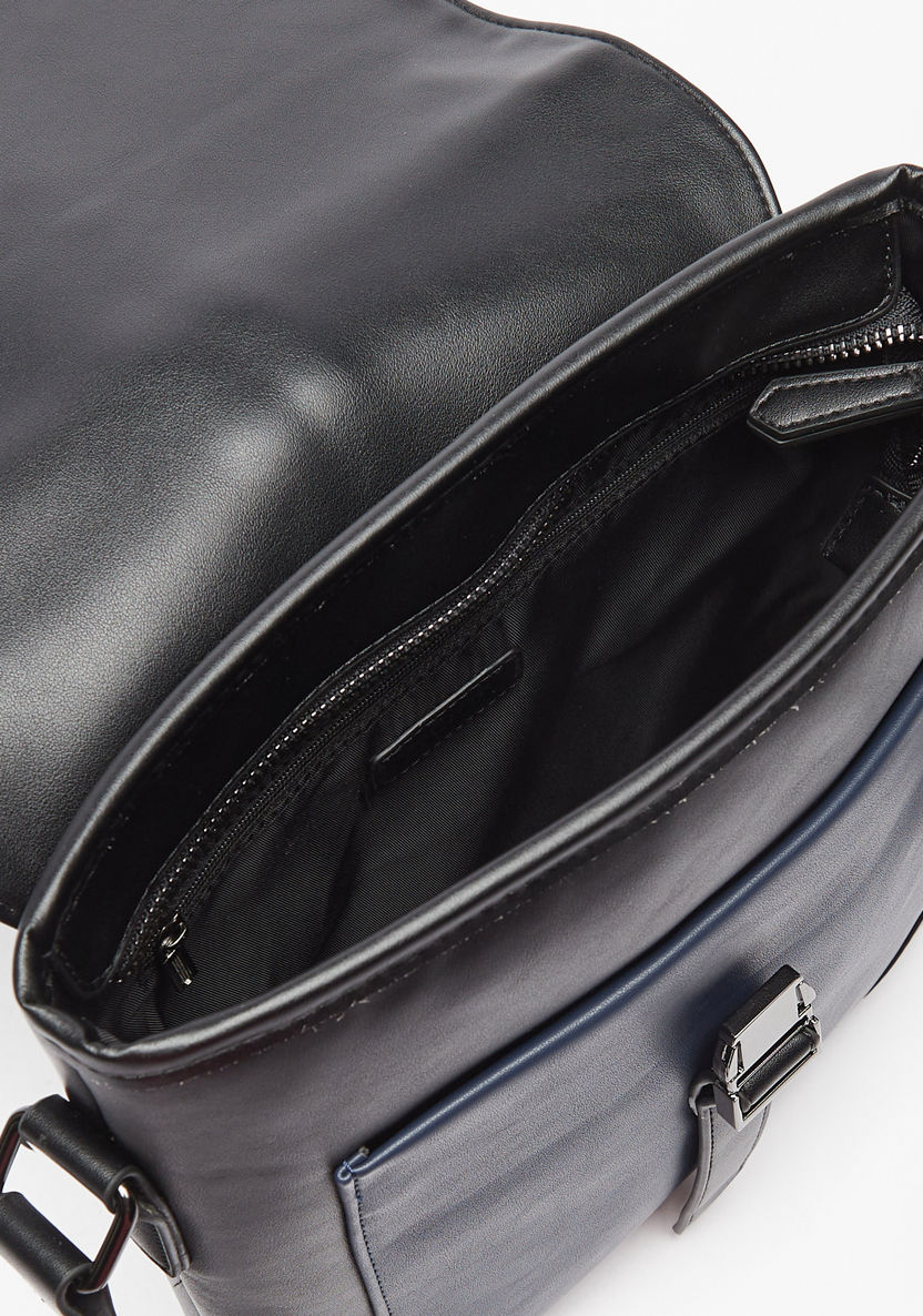 Duchini Solid Crossbody Bag with Flap Closure-Men%27s Handbags-image-3