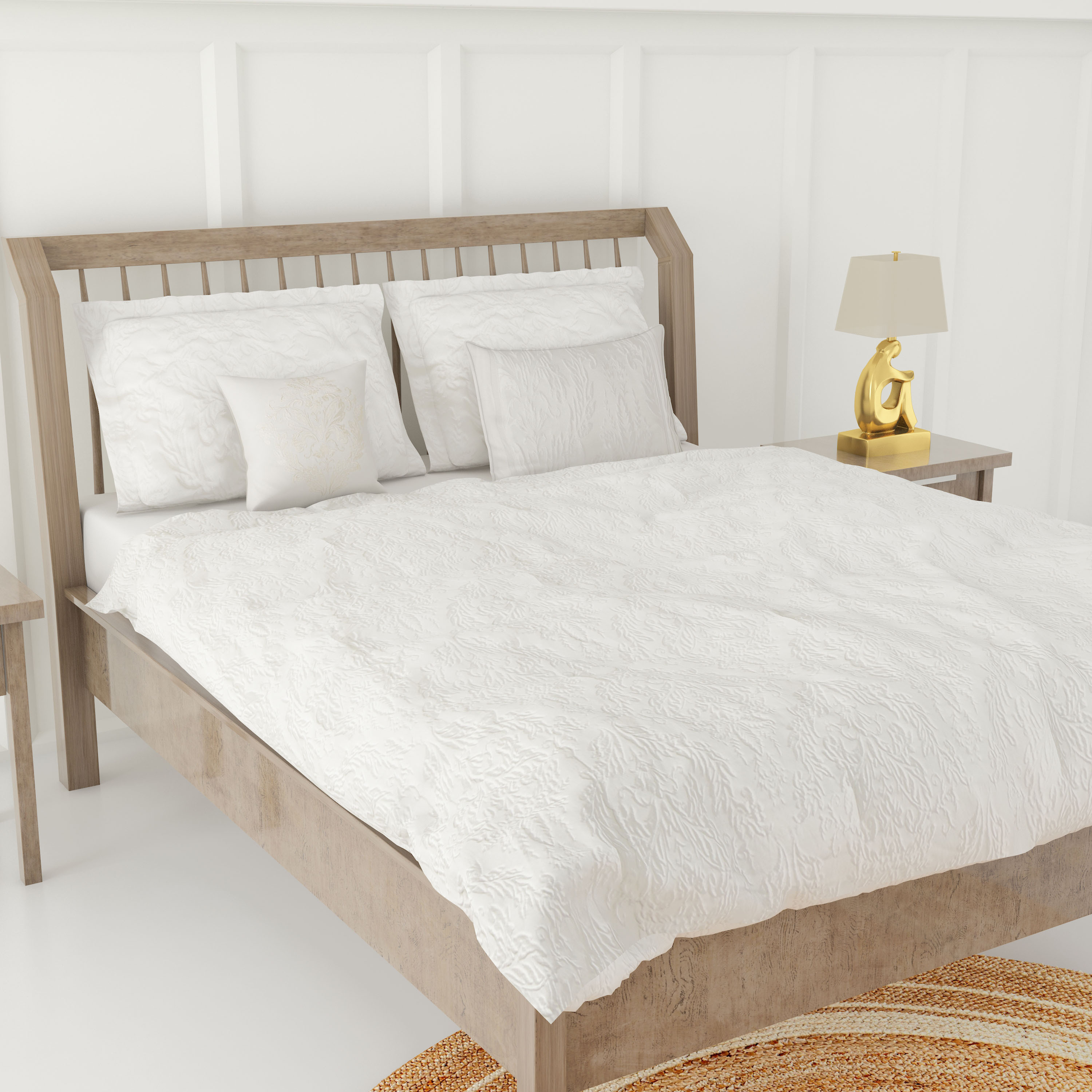 طقم لحاف سوبر كينج جاكار بارز الملمس 6 قطع- 260x240 سم-household-bedding-comfortersandbedspreads-comforters-image-3