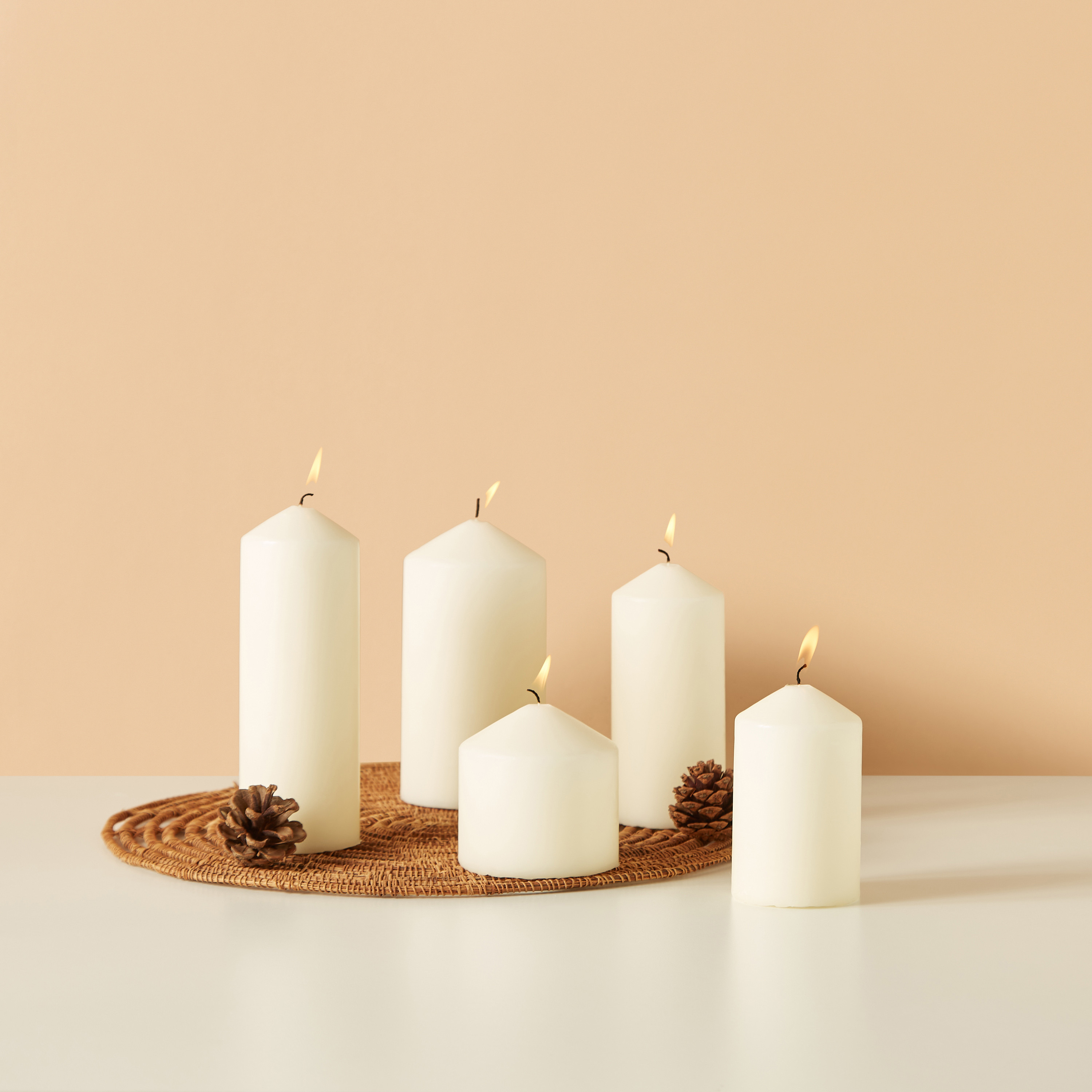 Essentials 5-Piece Unscented Pillar Candle Set-household-homefragrance-candles-image-1