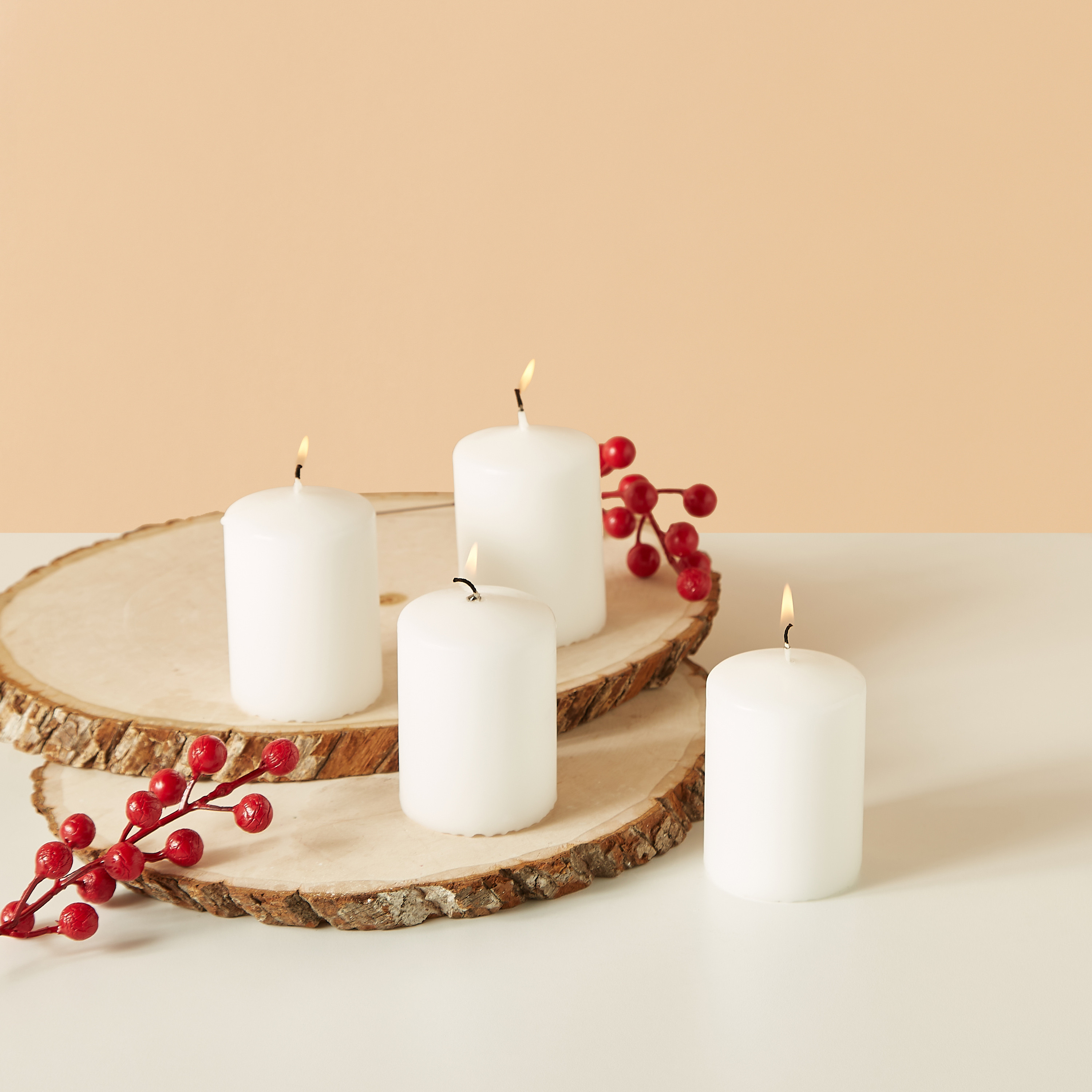 Essentials 4-Piece Unscented Pillar Candle Set - 8 cms-household-homefragrance-candles-image-1