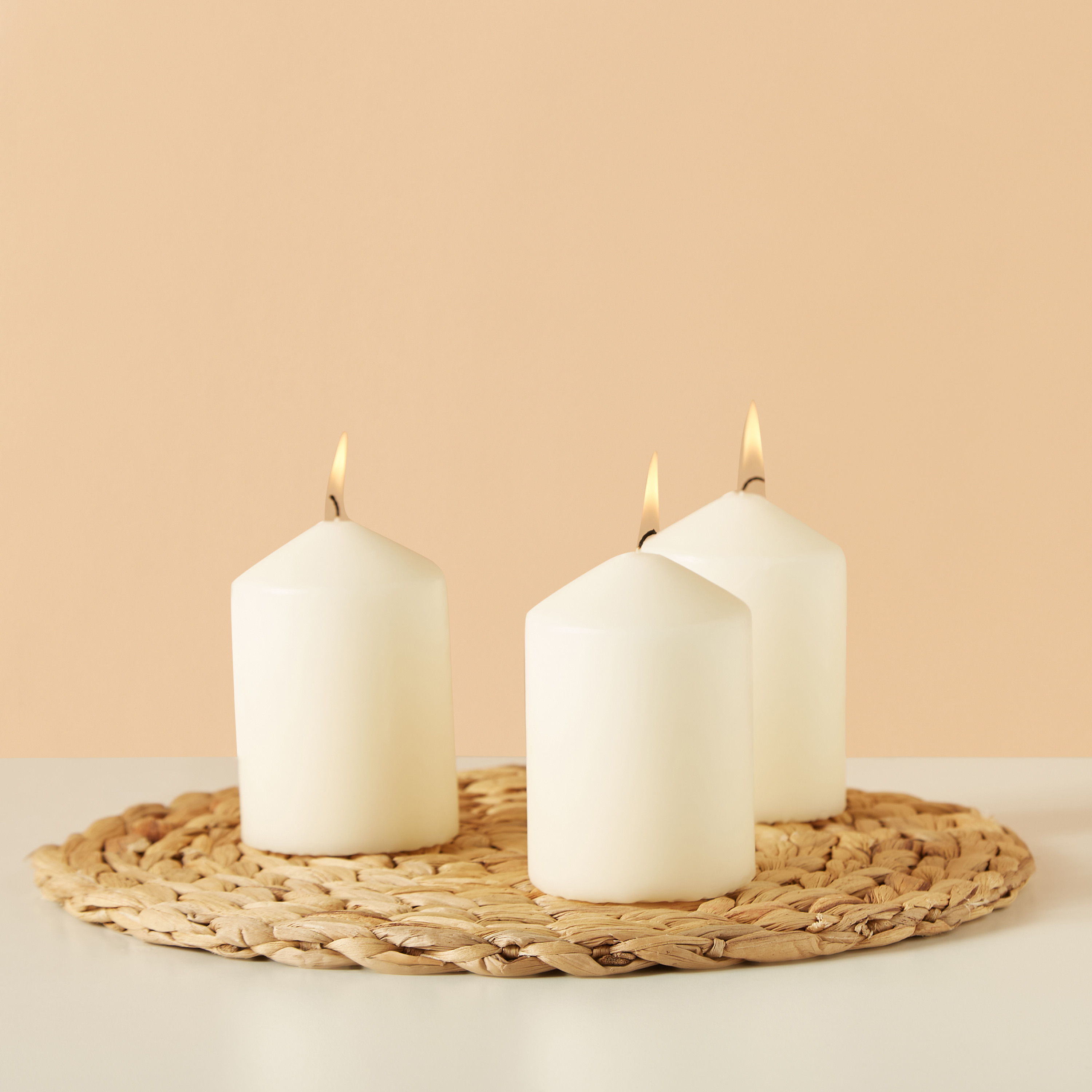 Essentials 3-Piece Unscented Pillar Candle Set - 10 cms-household-homefragrance-candles-image-1