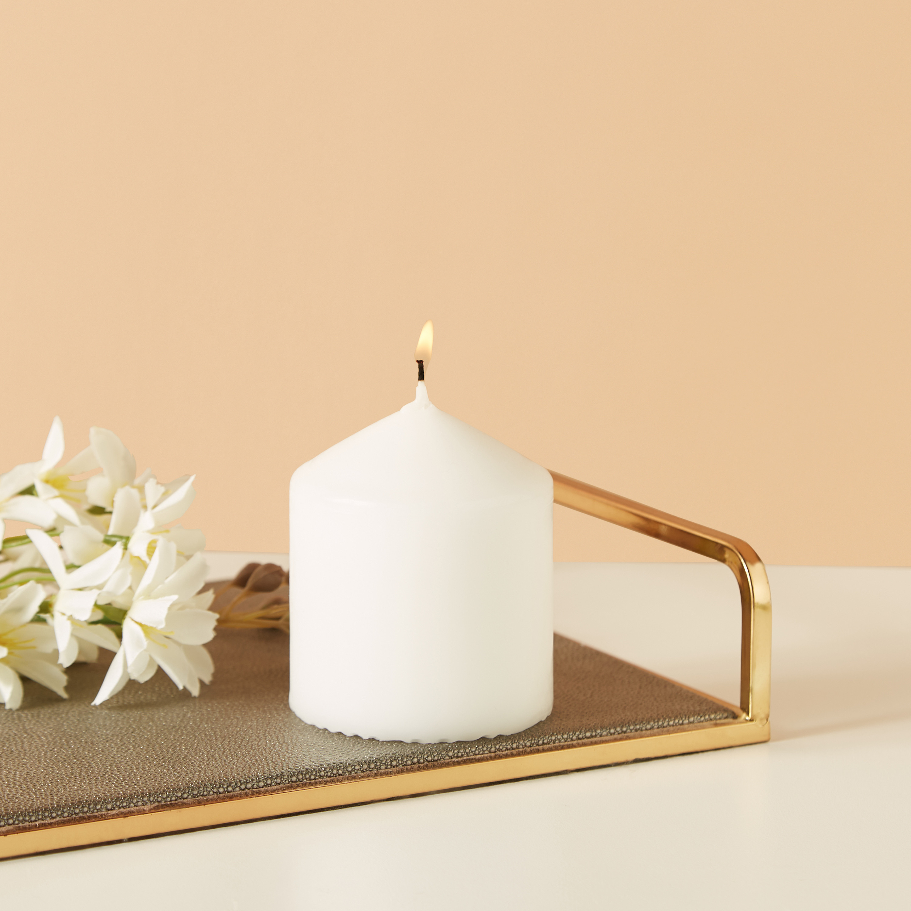 Essentials Unscented Pillar Candle - 8 cms-household-homefragrance-candles-image-1