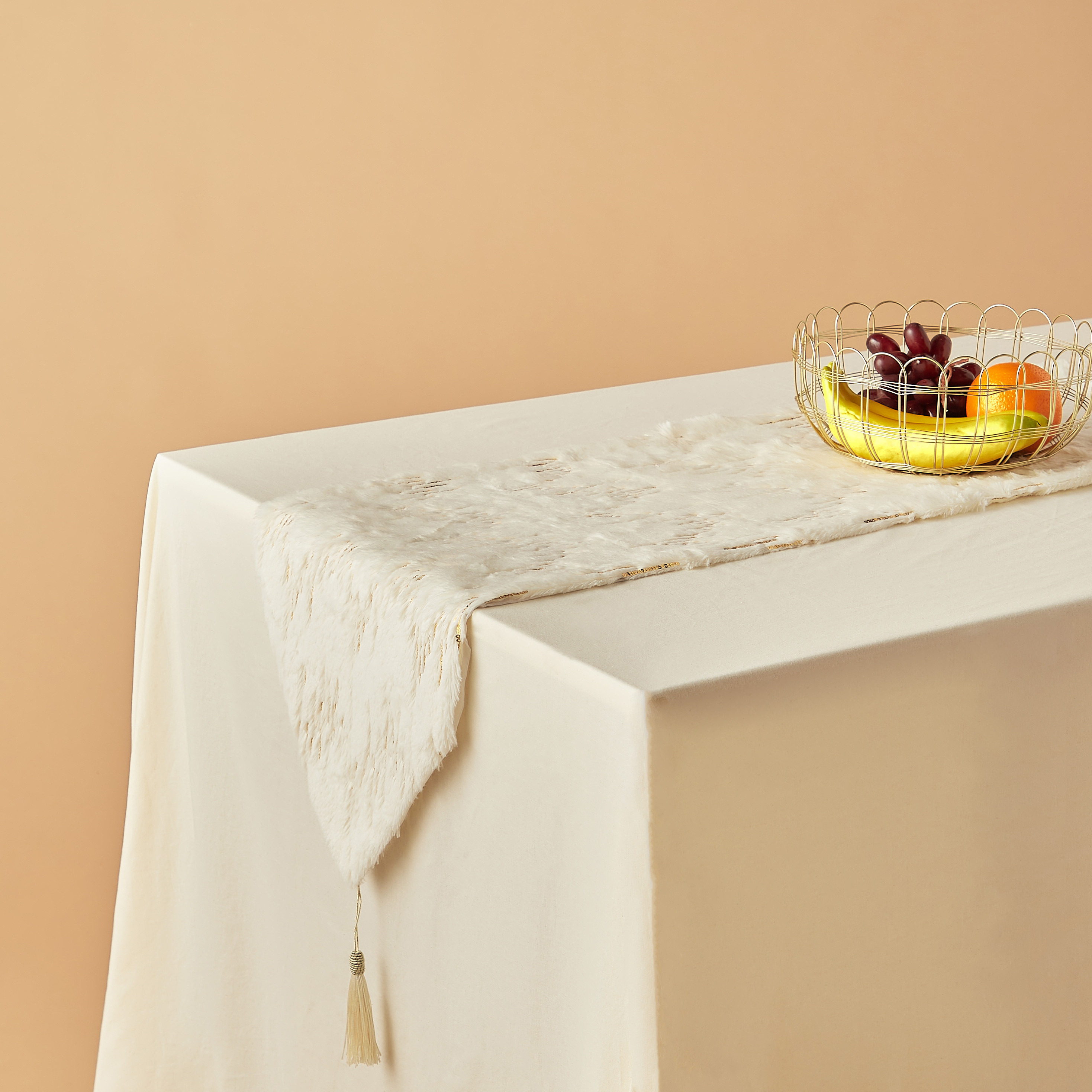 Textured Table Runner with Tassels - 33x180 cms-household-dining-tablelinen-runnersandtablecovers-image-1