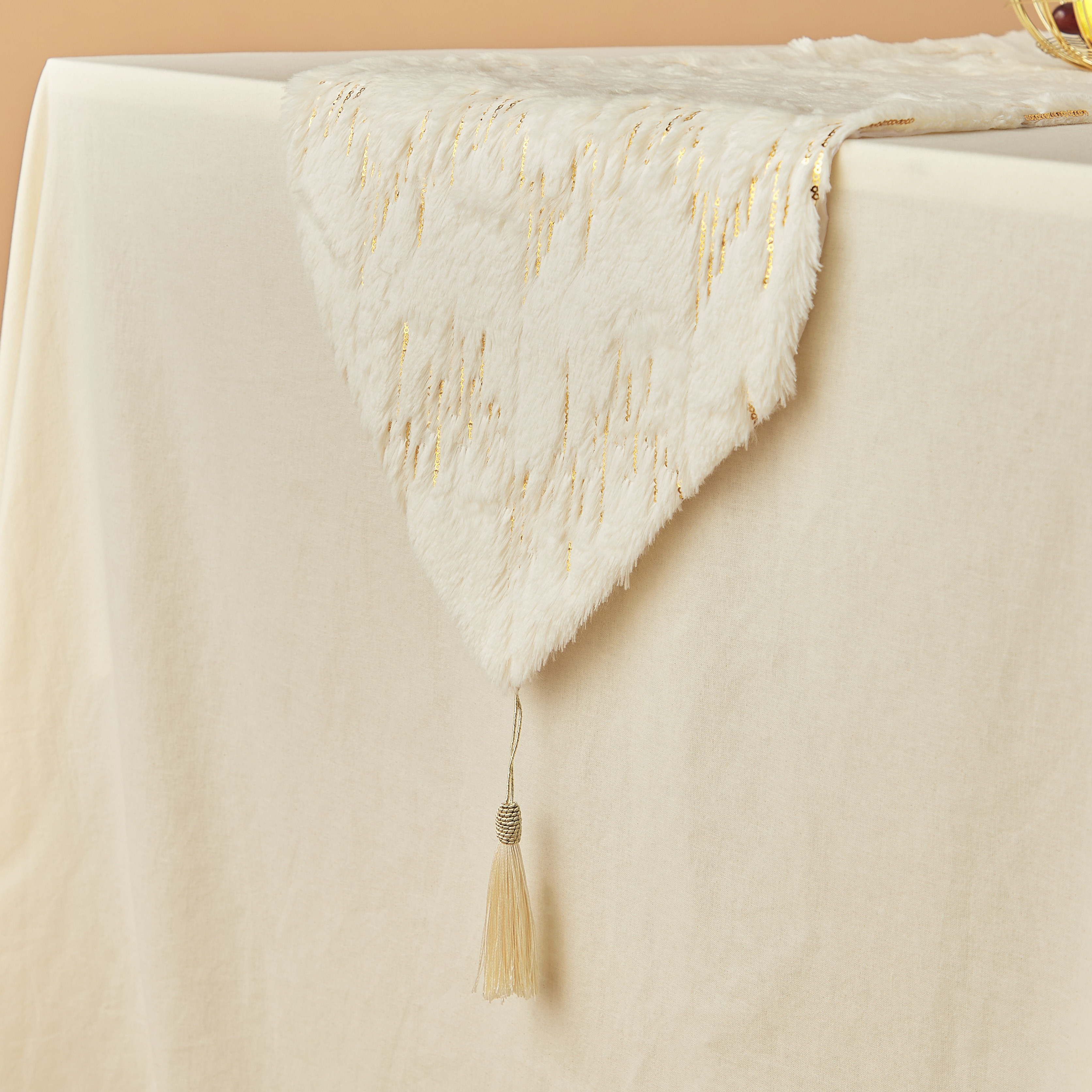 Textured Table Runner with Tassels - 33x180 cms-household-dining-tablelinen-runnersandtablecovers-image-2