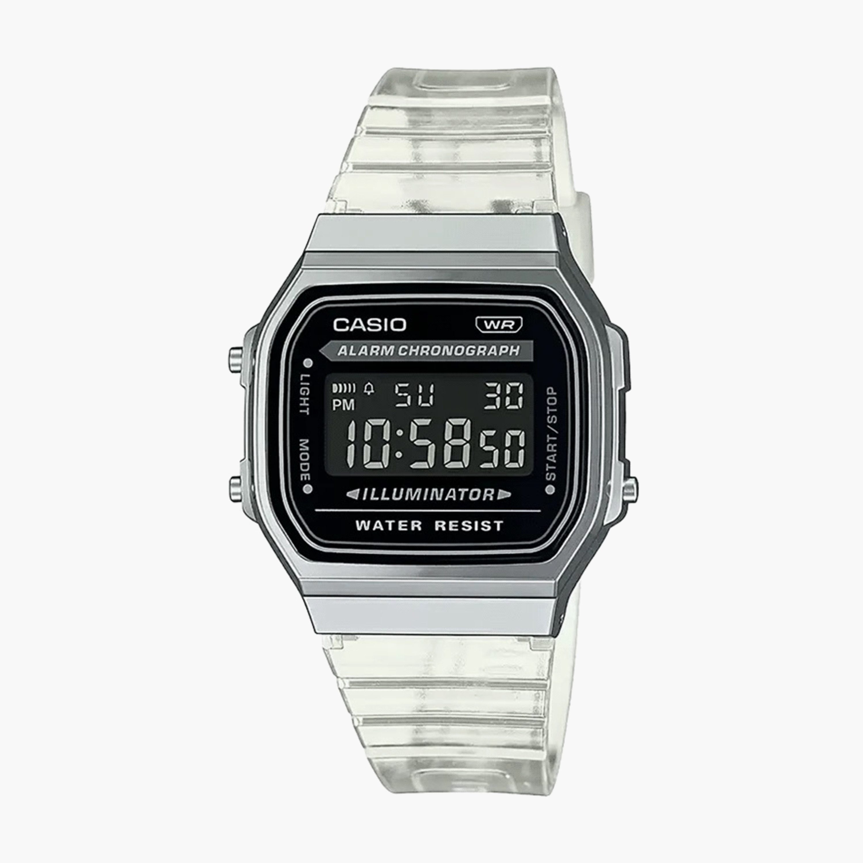 Buy Men s Casio Transparent Digital Silicone Strap Watch A168XES 1BDF Online Centrepoint Kuwait