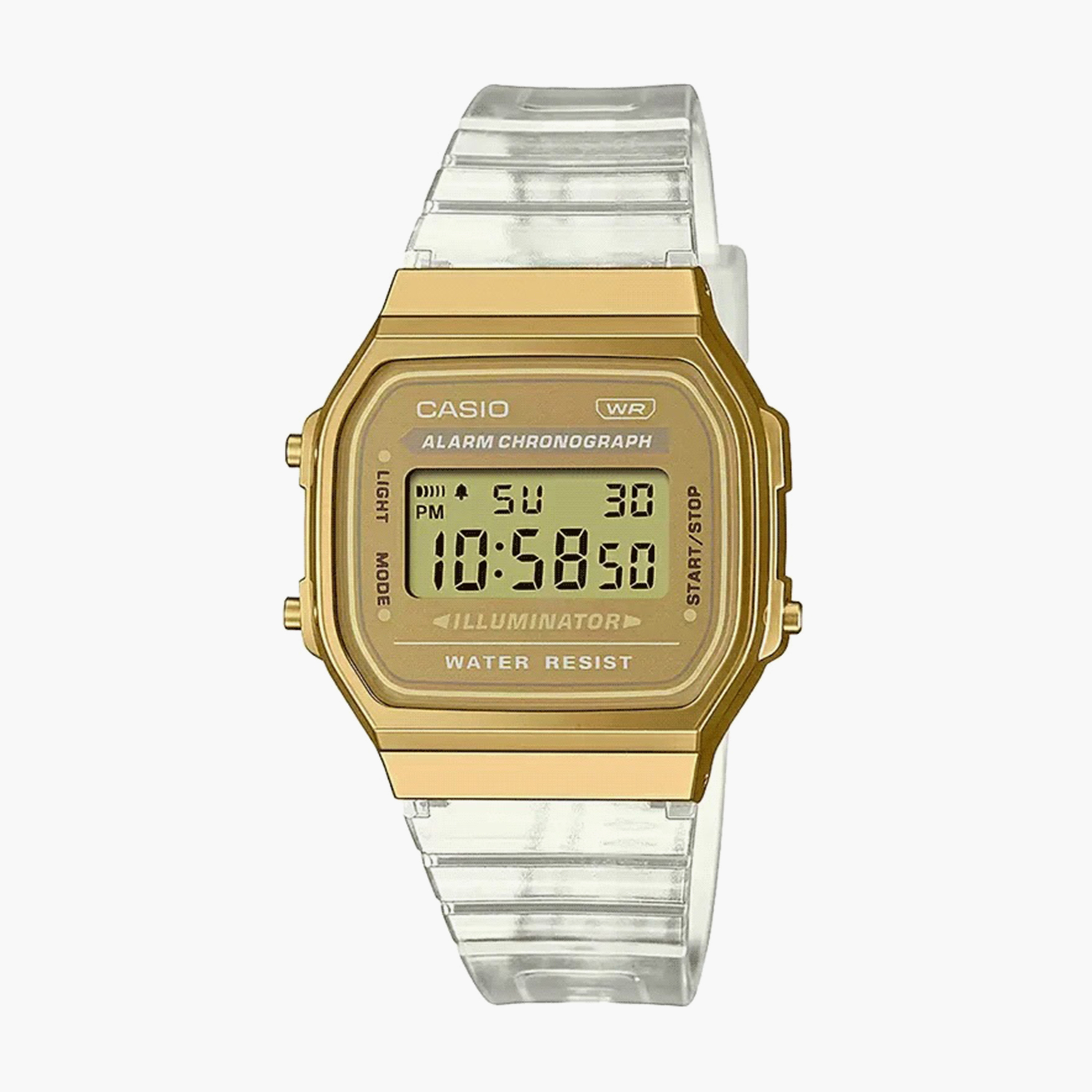 Casio Transparent Digital Silicone Strap Watch | A168XESG-9ADF-women-watchesandjewellery-watches-image-1