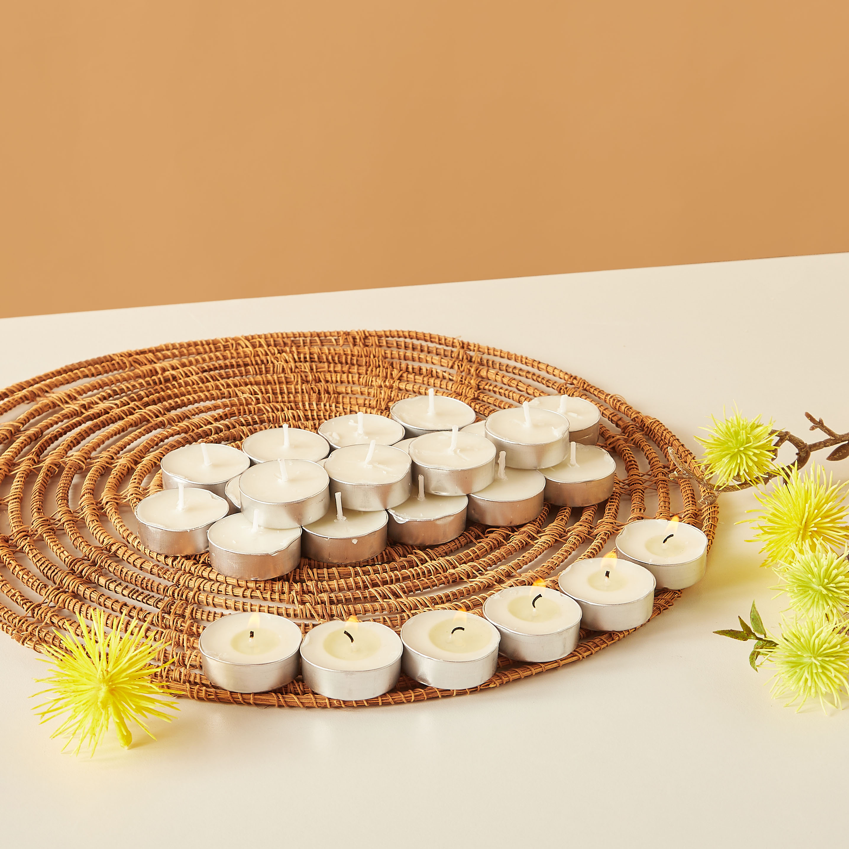 Essentials 25-Piece Vanilla Fleur Scented Tealight Candle Set - 4 H-household-homefragrance-candles-image-1