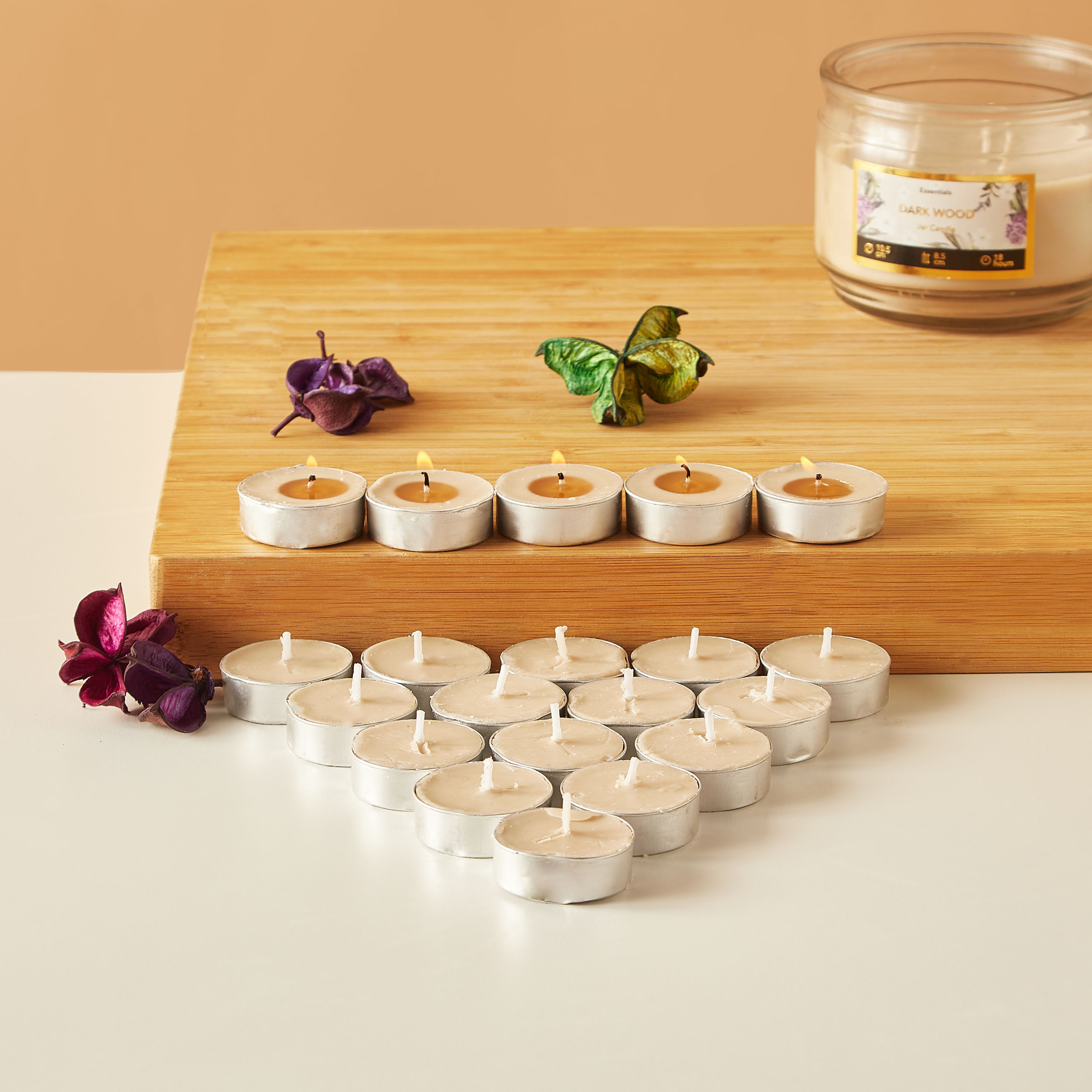 Essentials 25-Piece Vanilla Fleur Scented Tealight Candle Set - 4 H-household-homefragrance-candles-image-1