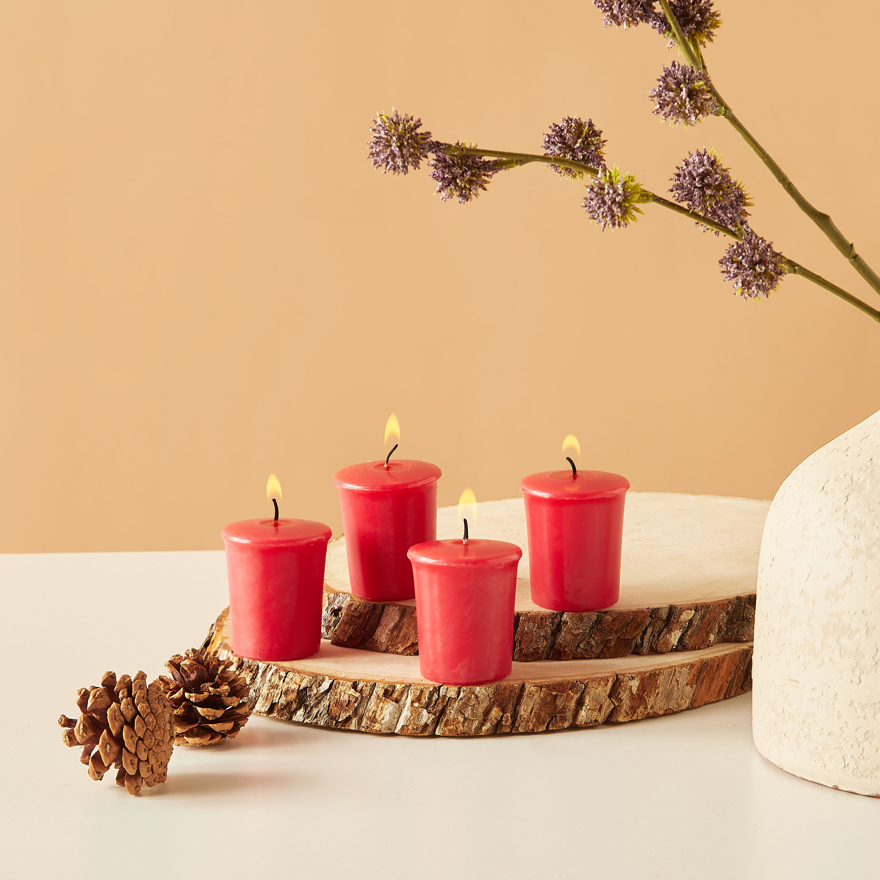 Essentials 4-Piece Rose Blush Scented Votive Candle Set - 12 H-household-homefragrance-candles-image-1