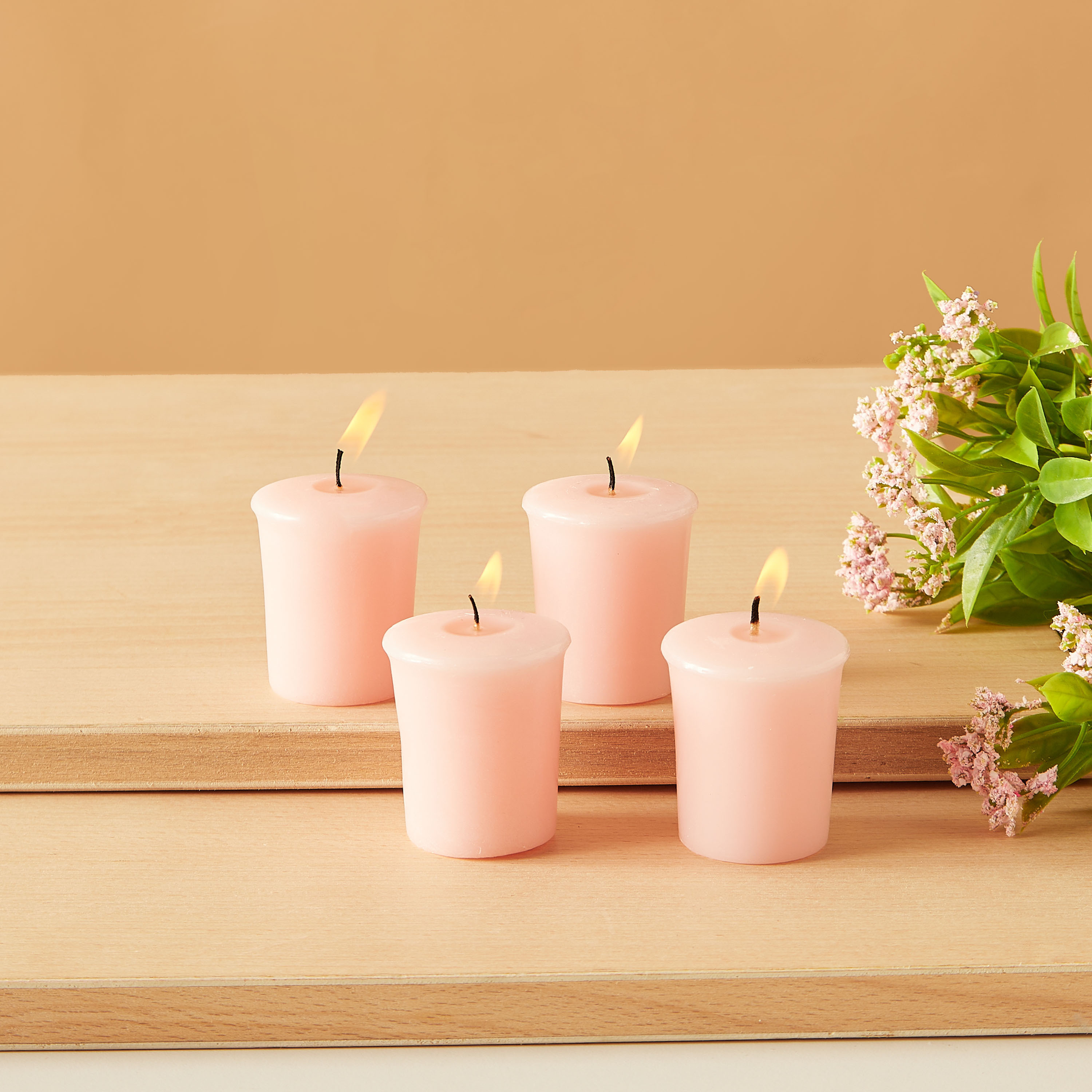 Essentials 4-Piece Rose Blush Scented Votive Candle Set - 12 H-household-homefragrance-candles-image-1