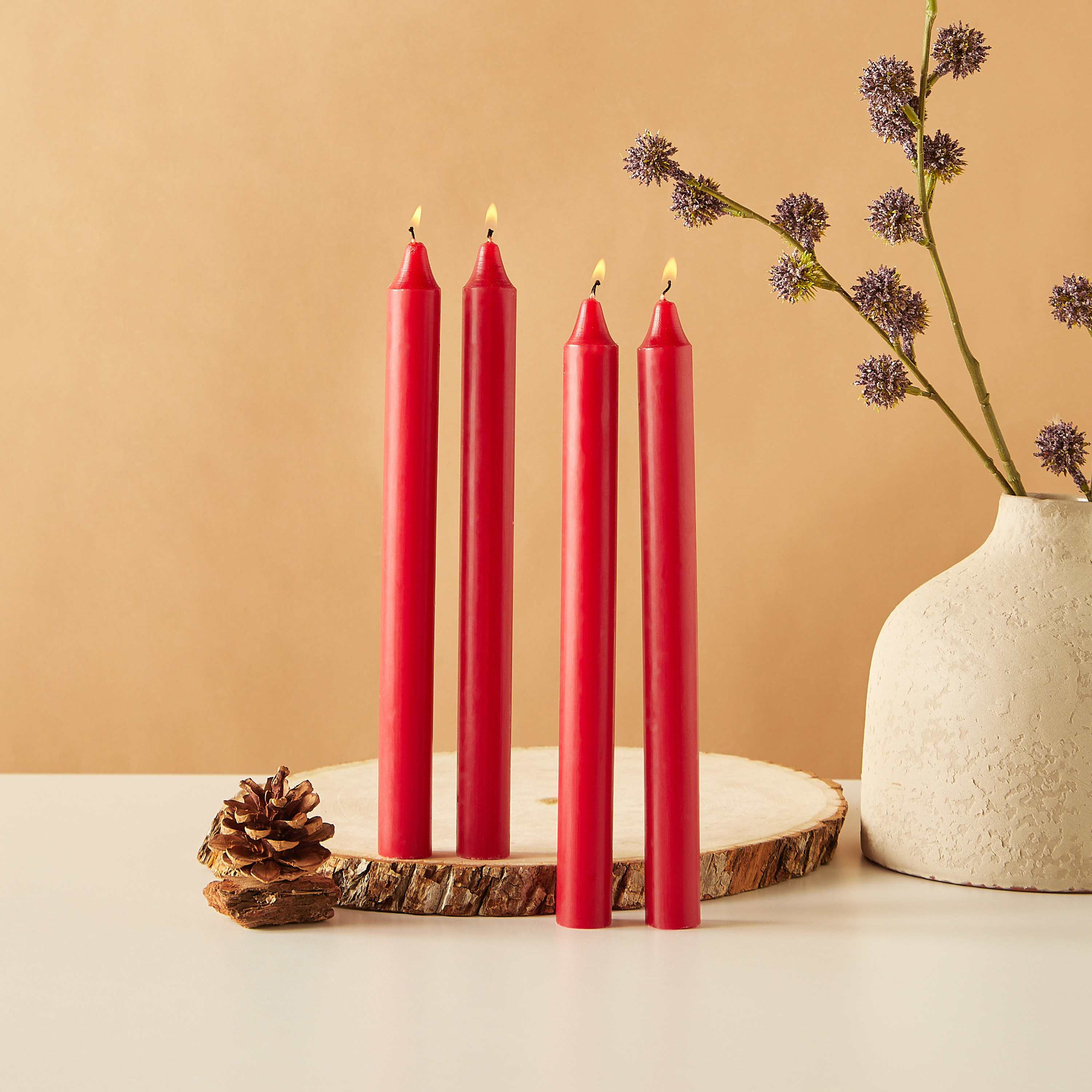 Essentials 4-Piece Rose Blush Scented Dinner Candle Set - 7 H-household-homefragrance-candles-image-1
