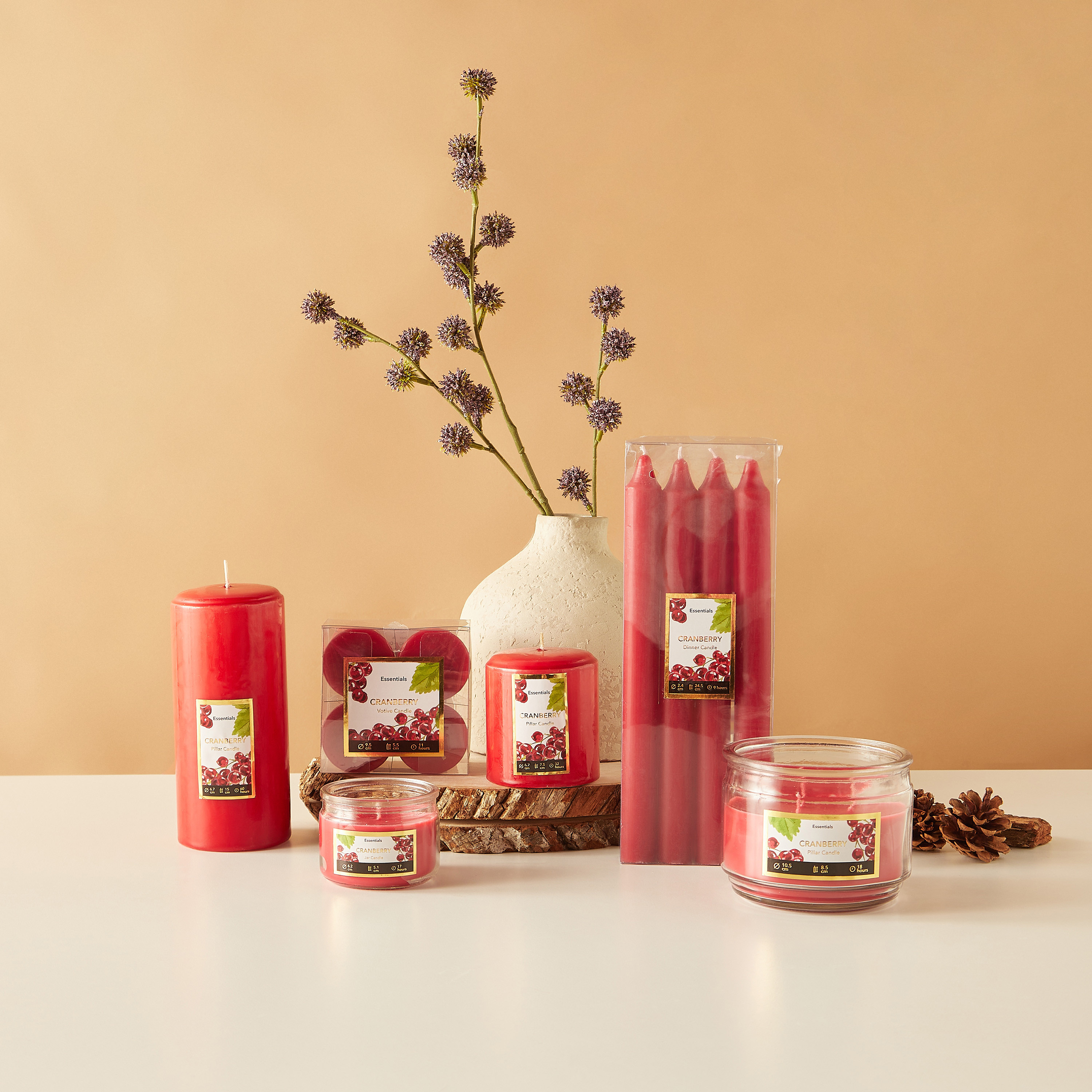 Essentials 4-Piece Rose Blush Scented Dinner Candle Set - 7 H-household-homefragrance-candles-image-5