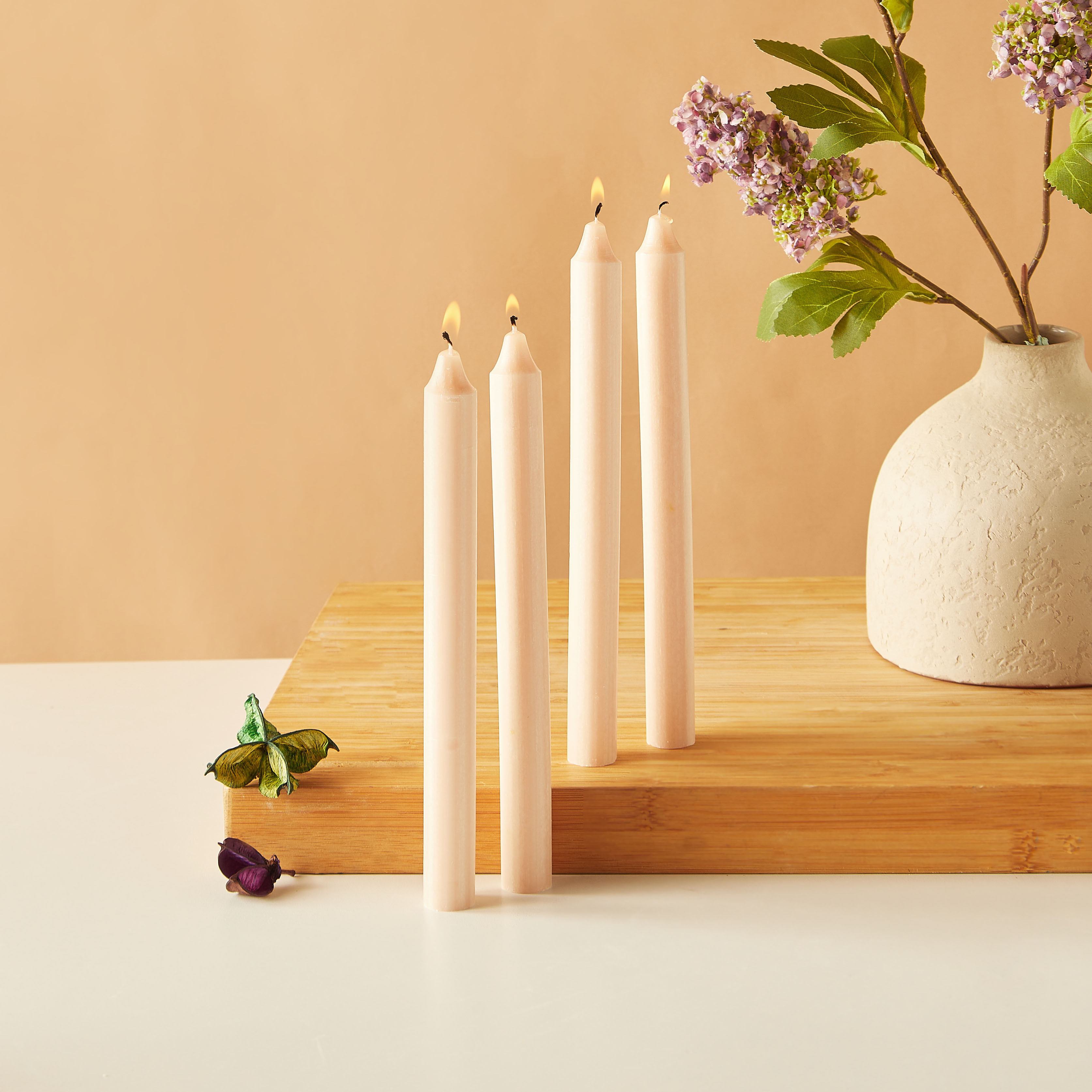Essentials 4-Piece Rose Blush Scented Dinner Candle Set - 7 H-household-homefragrance-candles-image-1