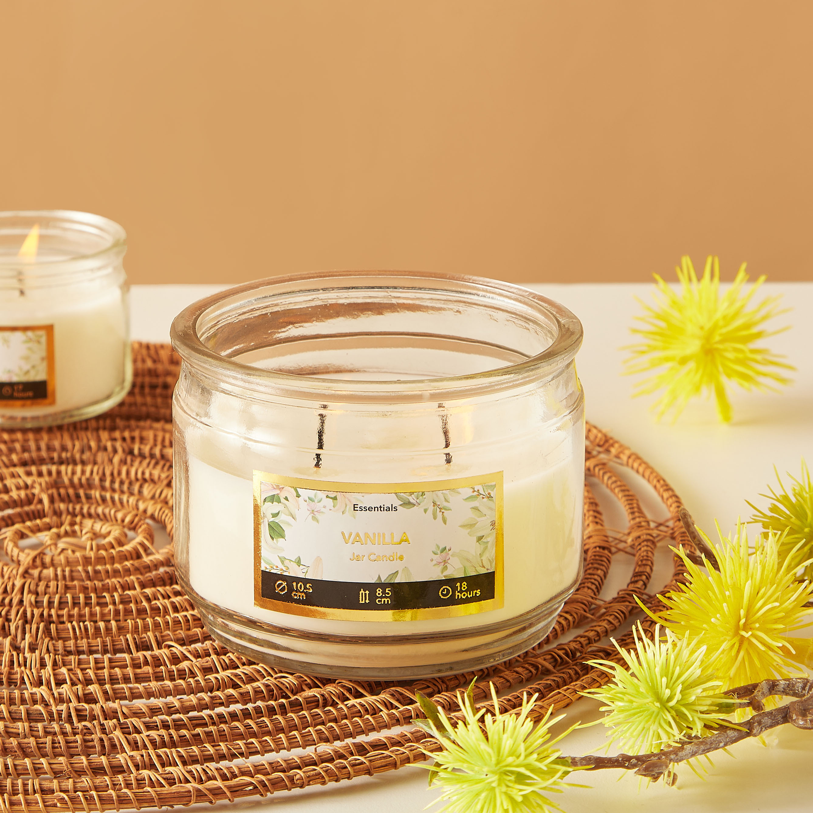 Essentials 3-Wick Vanilla Fleur Scented Glass Jar Candle - 18 H-household-homefragrance-candles-image-1
