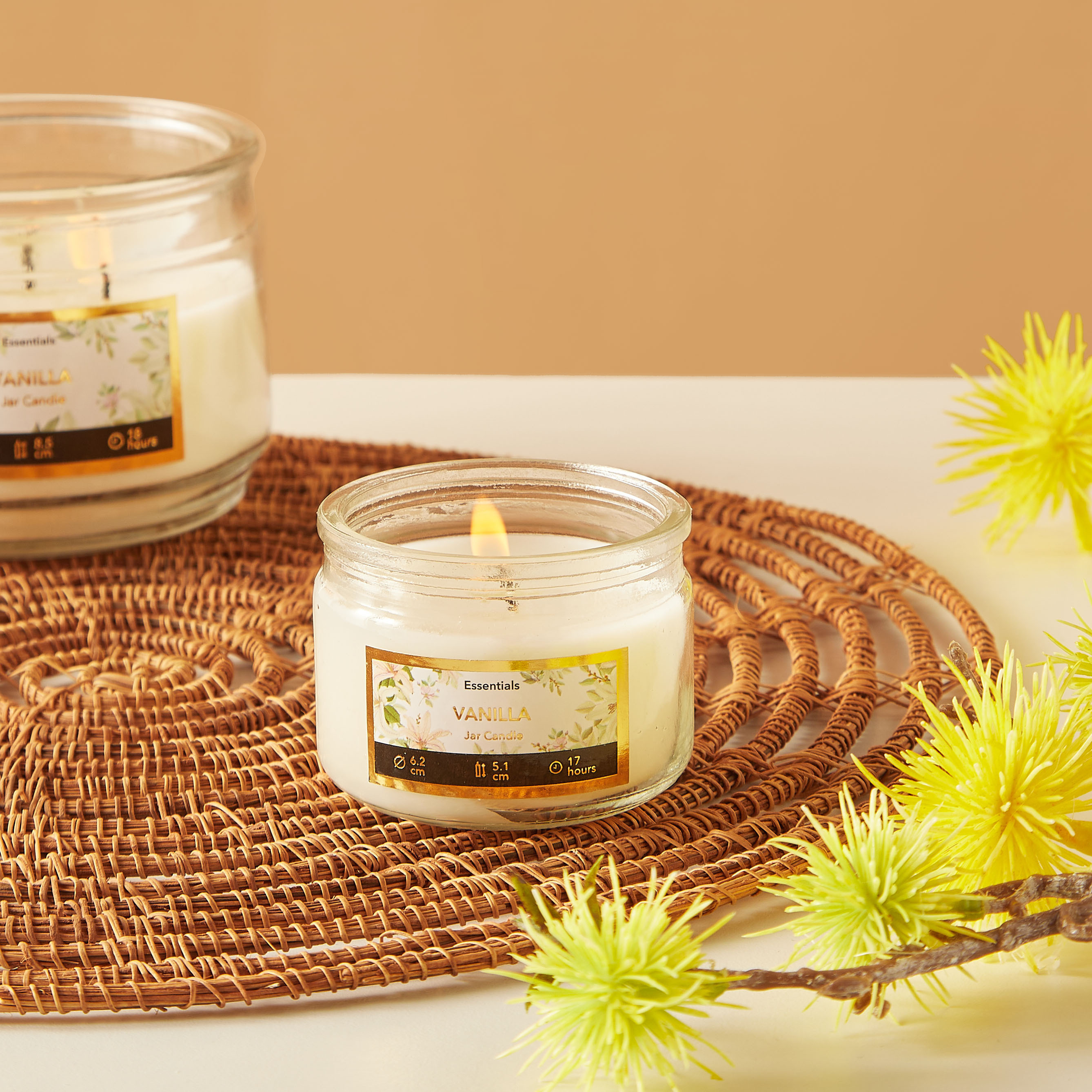 Essentials Vanilla Fleur Scented Glass Jar Candle - 17 H-household-homefragrance-candles-image-1