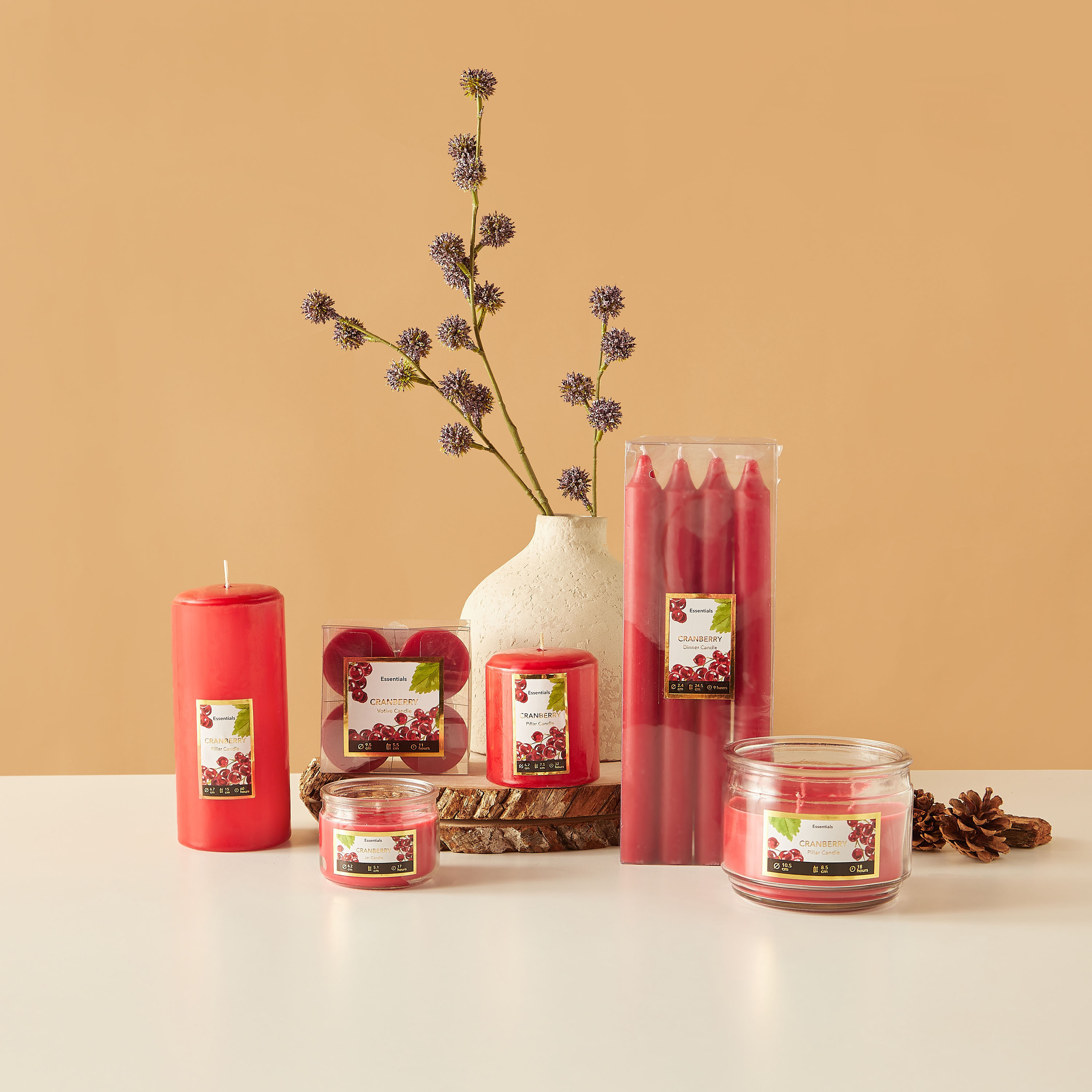 Essentials Rose Blush Scented Pillar Candle - 60 H-household-homefragrance-candles-image-5