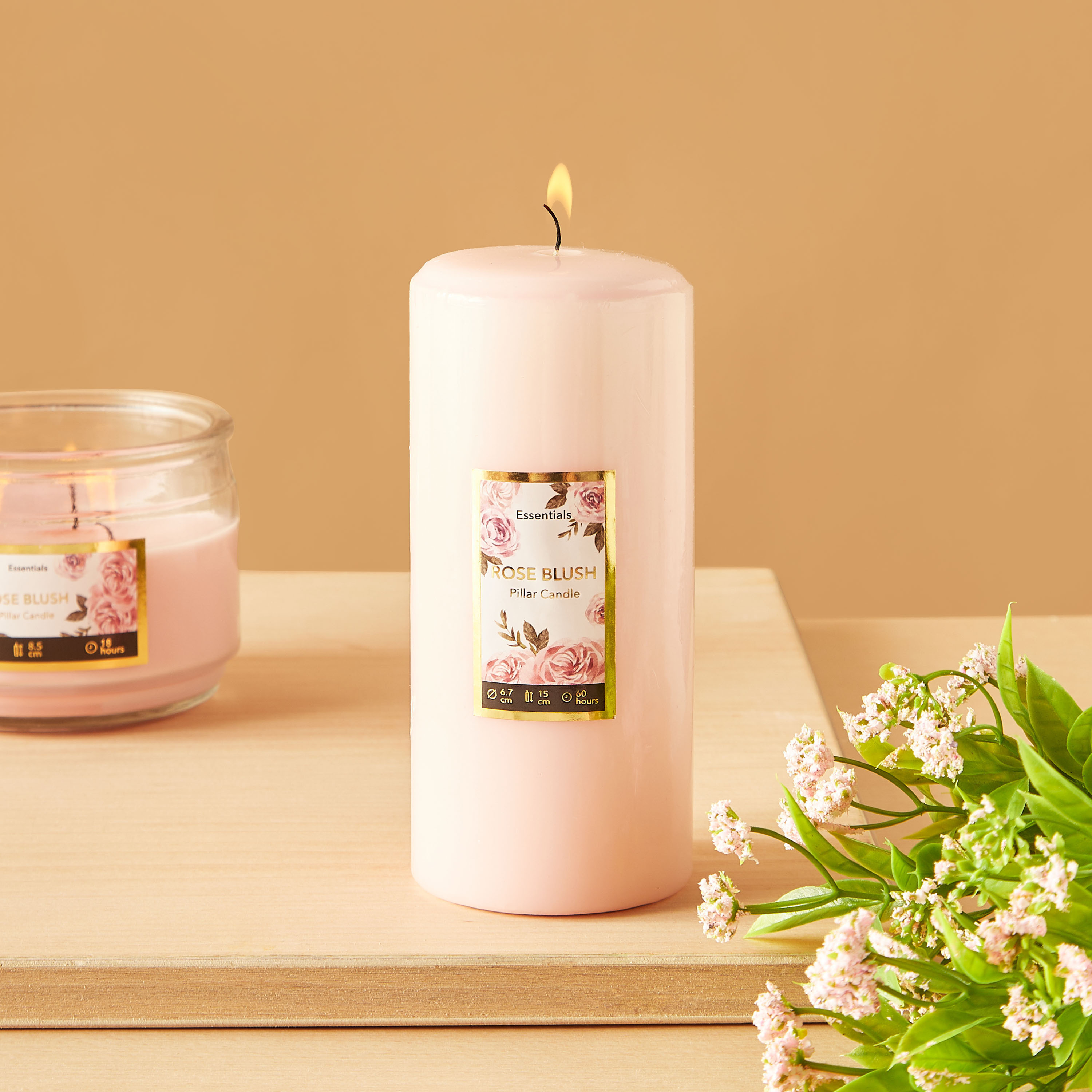 شمعة عمودية معطّرة روز بلش - إيسينشيالز - 60 ساعة-household-homefragrance-candles-image-1