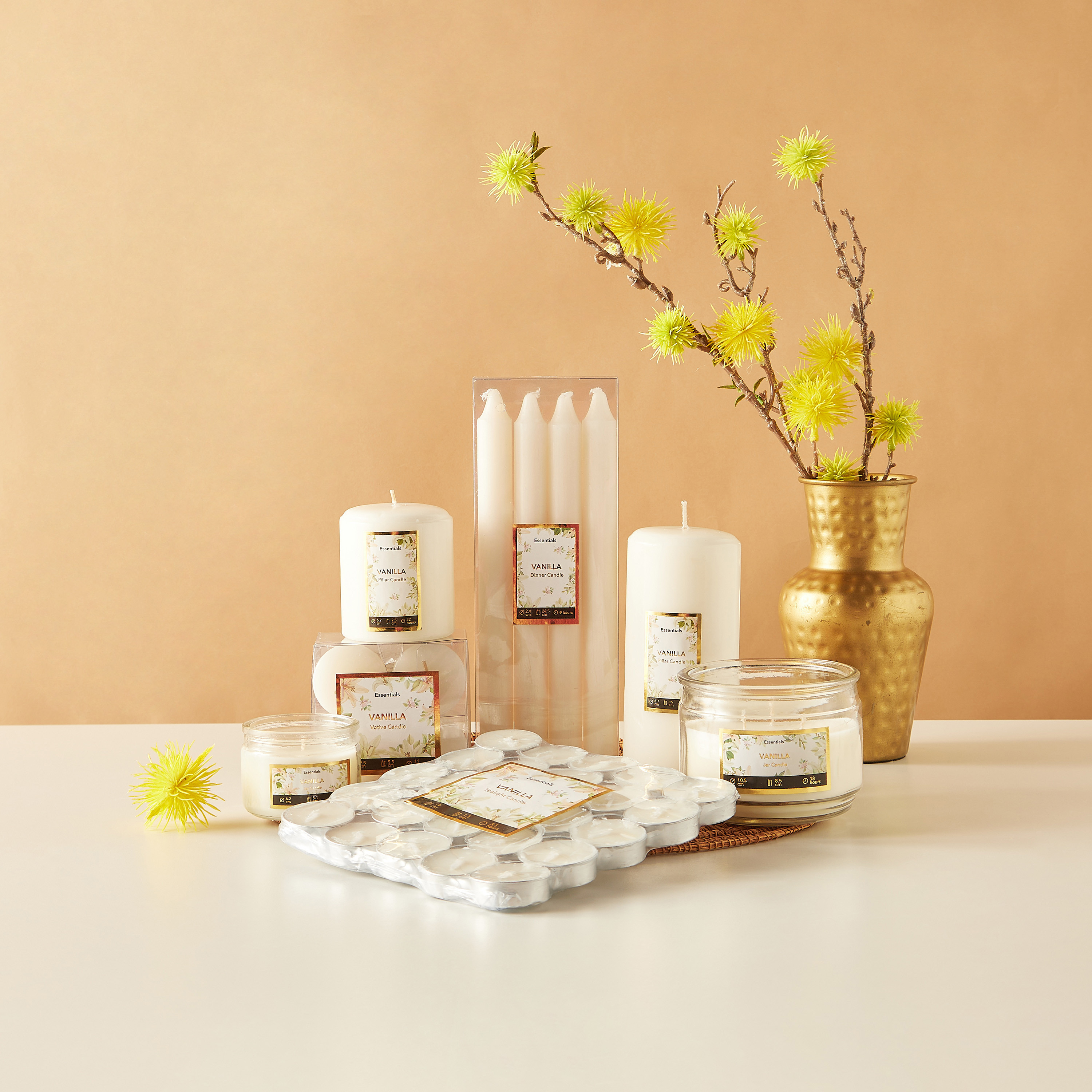 Essentials Vanilla Fleur Scented Pillar Candle - 8 cms-household-homefragrance-candles-image-5