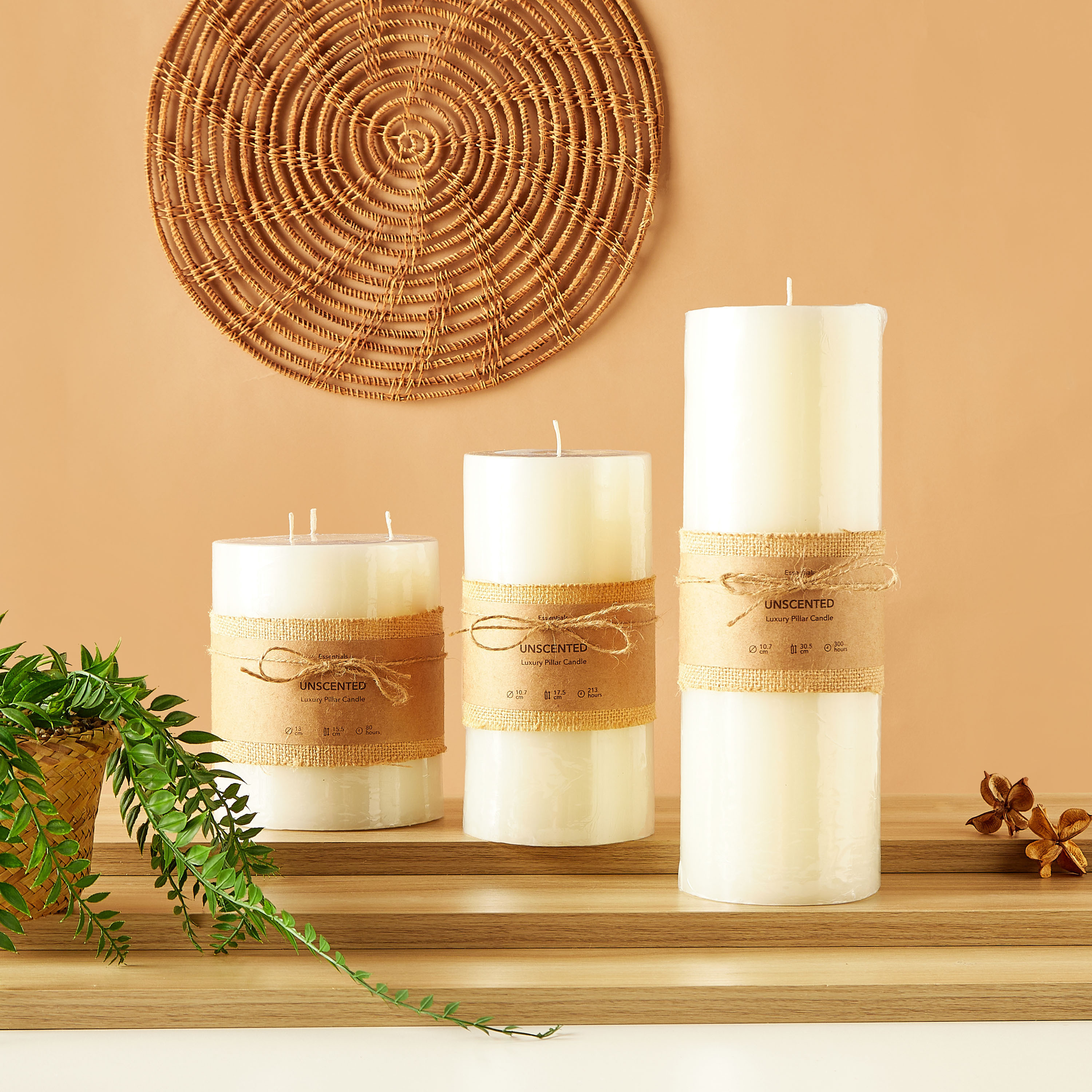 Essentials Unscented Pillar Candle - 16 cms-household-homefragrance-candles-image-5