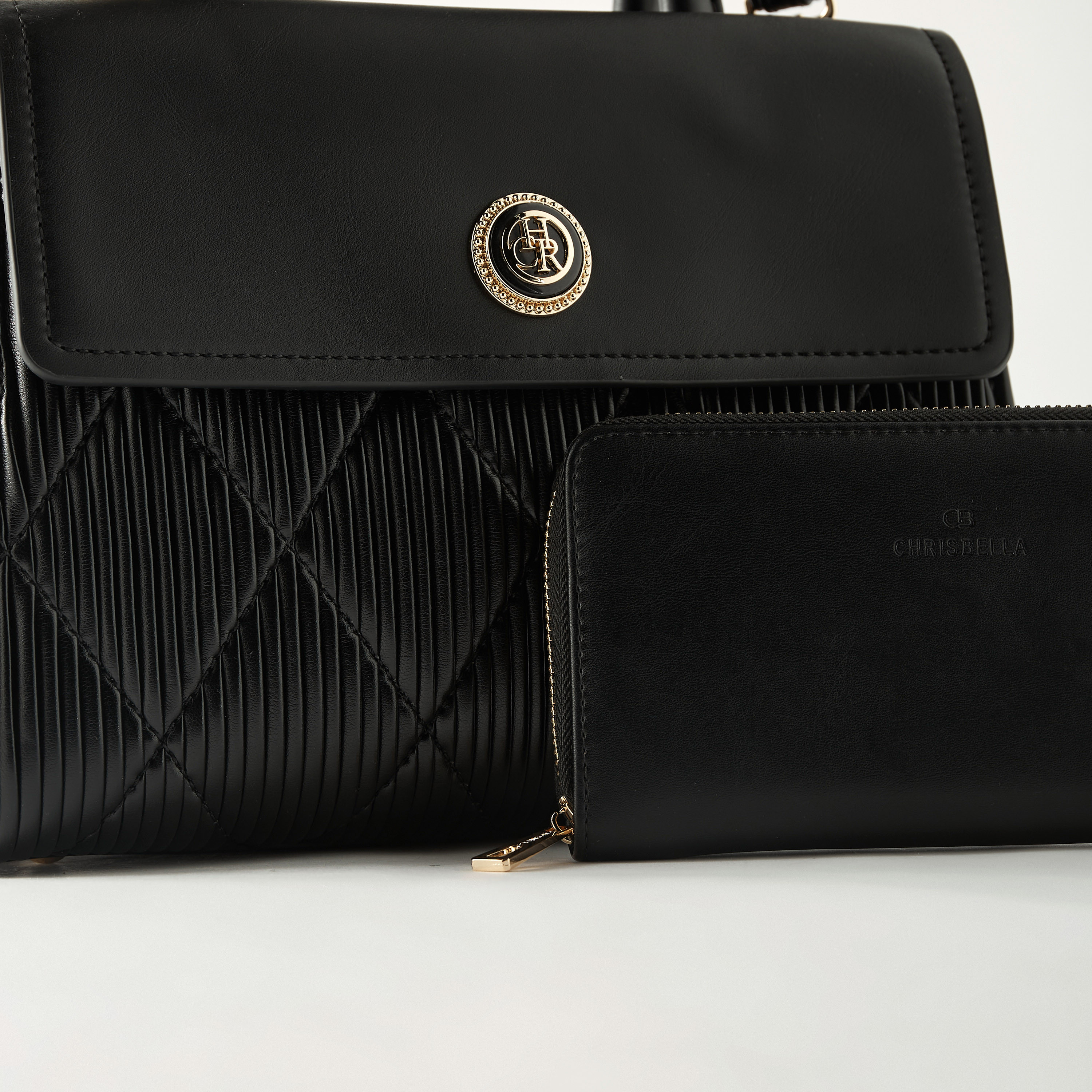 Chrisbella Textured Tote Bag with Detachable Strap and Wallet-women-bagsandwallets-handbags-image-3